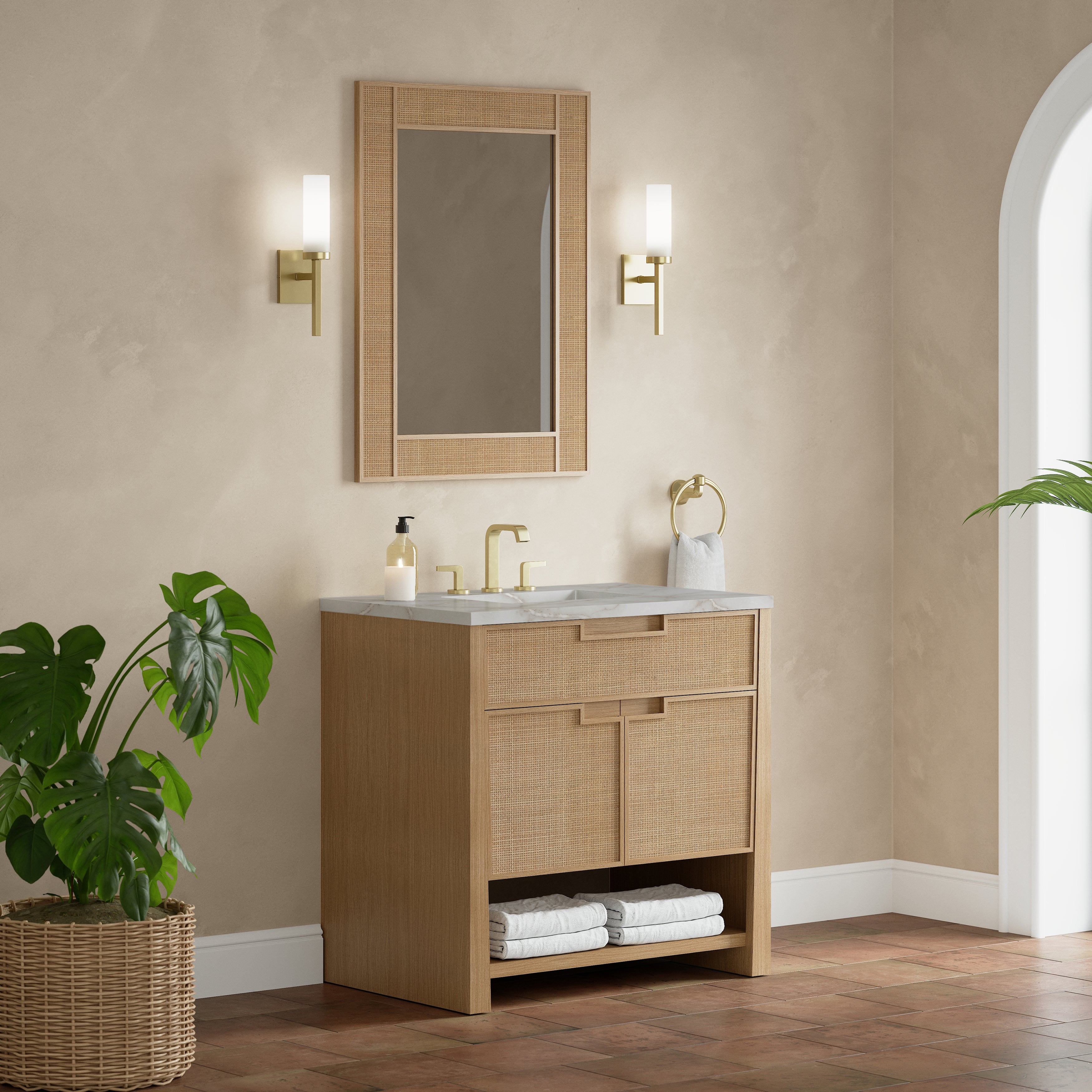 James Martin Solene 36" Single Vanity in Seaside Oak with 3cm Countertop