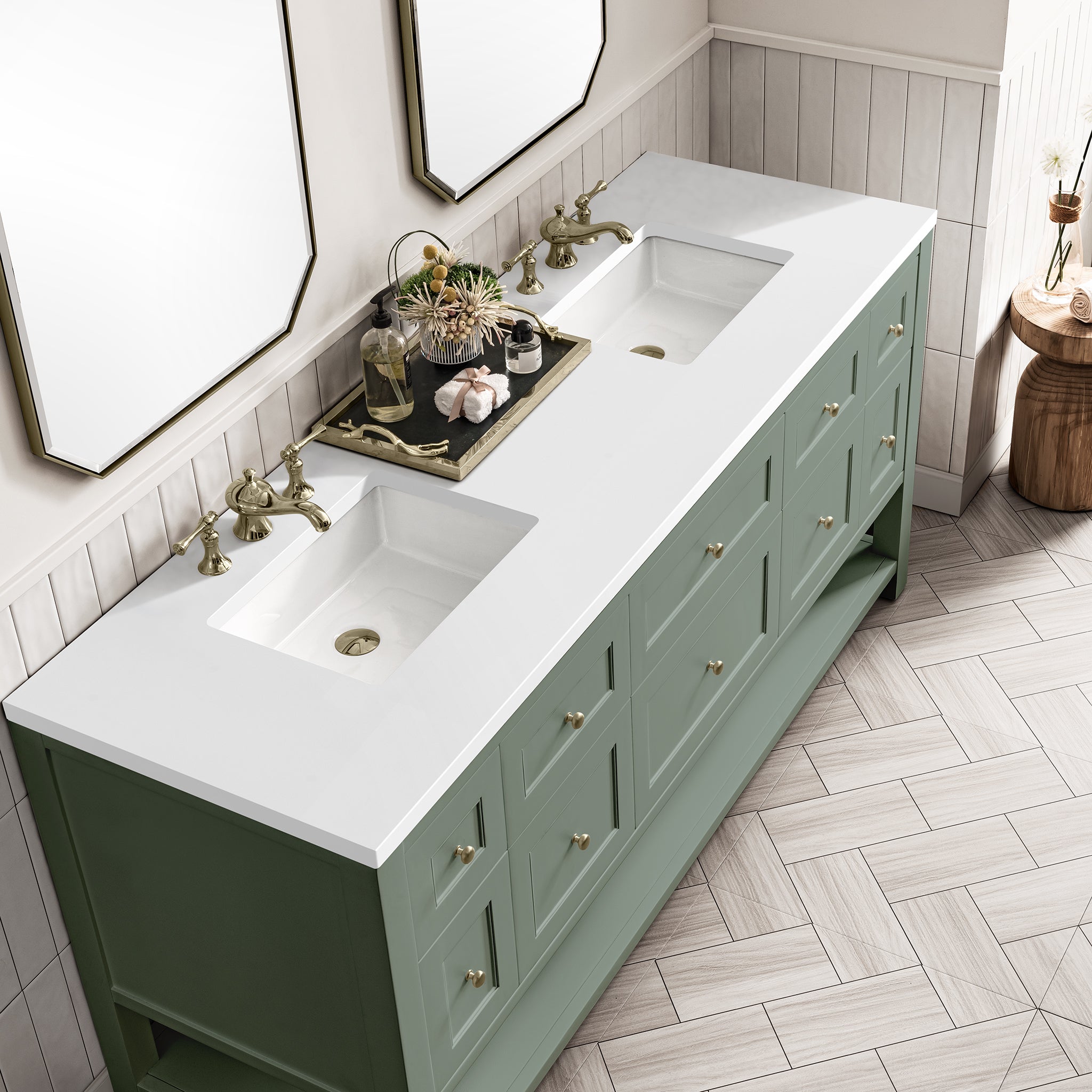 James Martin Breckenridge 72" Double Vanity in Smokey Celadon with 3cm Countertop