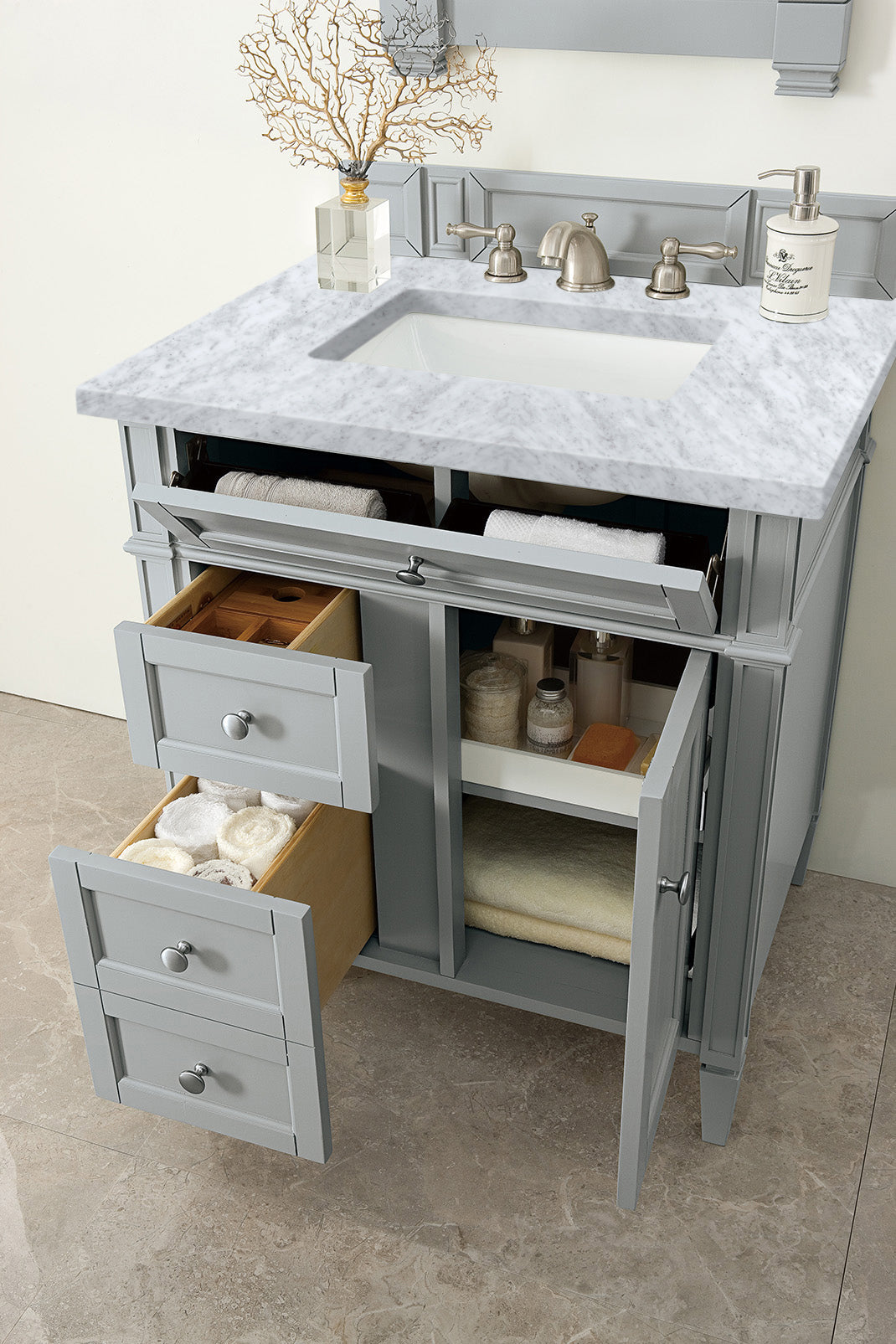 James Martin Brittany 30" Single Vanity in Urban Gray with 3cm Countertop