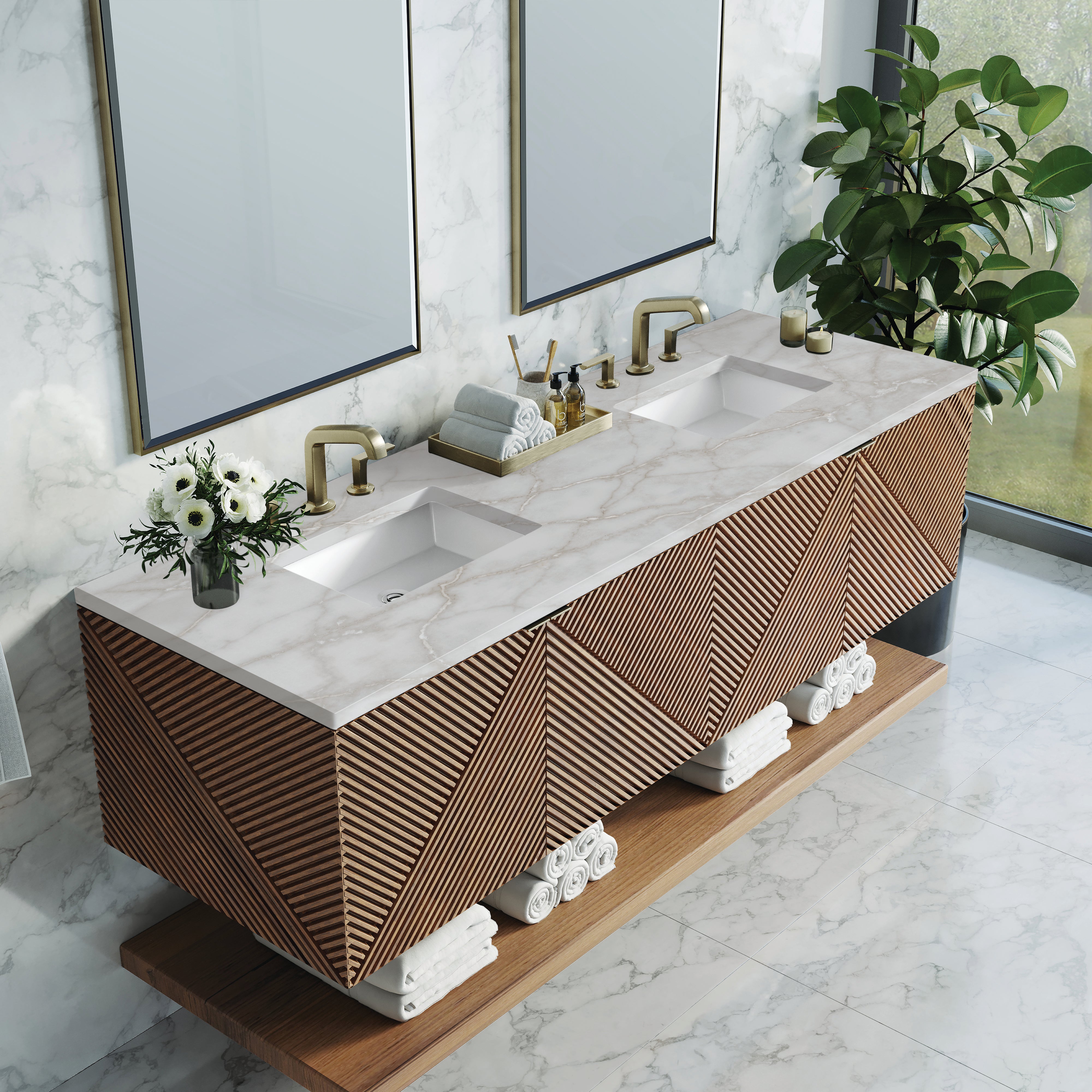 James Martin Marcello 72" Double Vanity in Chestnut with 3cm Countertop