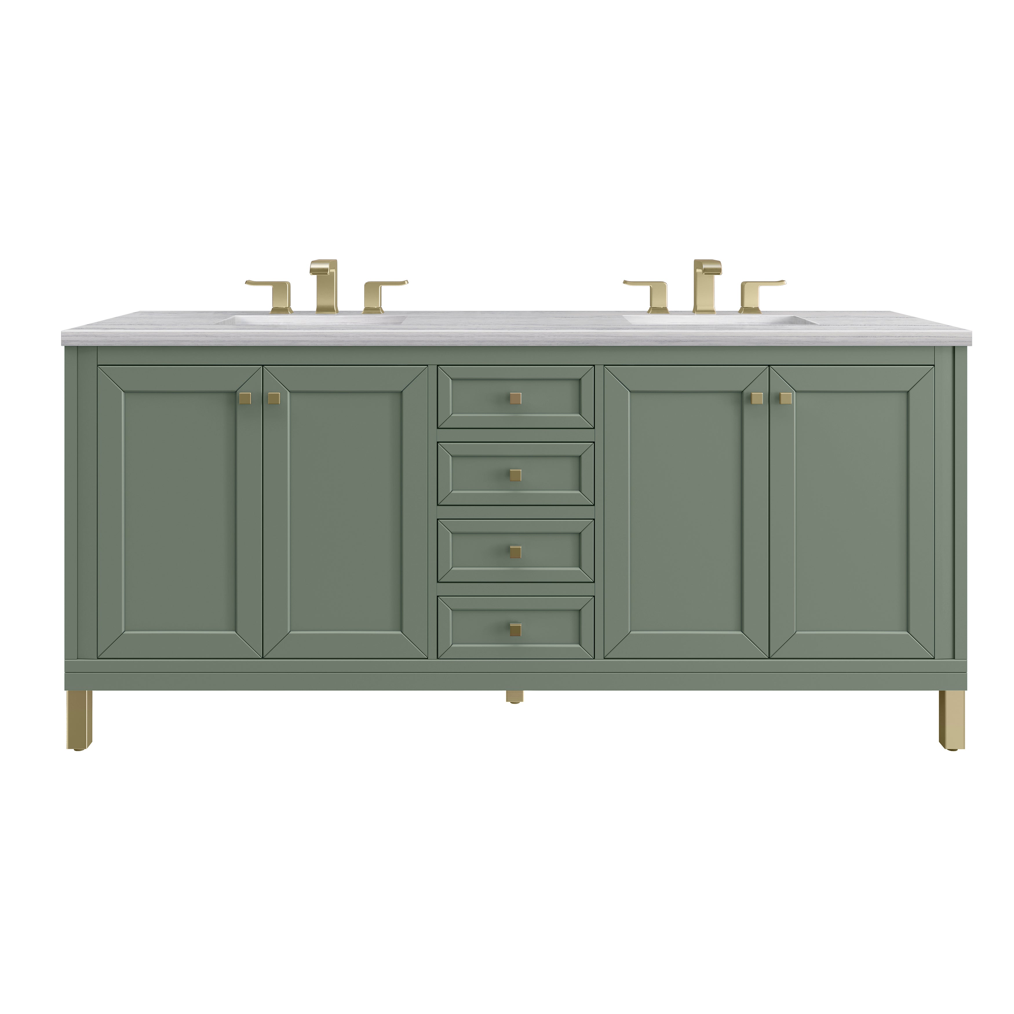 James Martin Chicago 72" Double Vanity in Smokey Celadon with 3cm Countertop