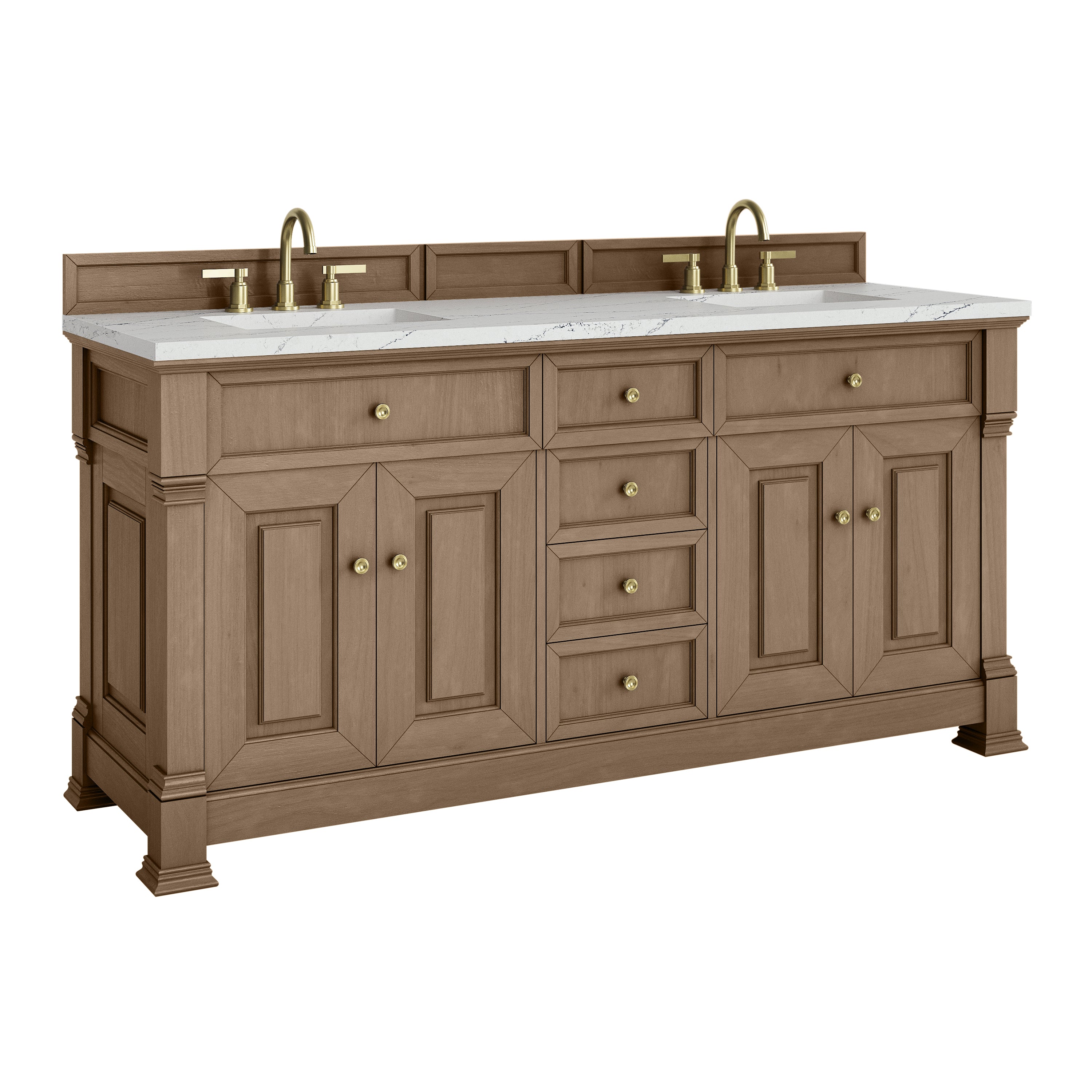 James Martin Brookfield 72" Double Vanity in Pecan with 3cm Countertop