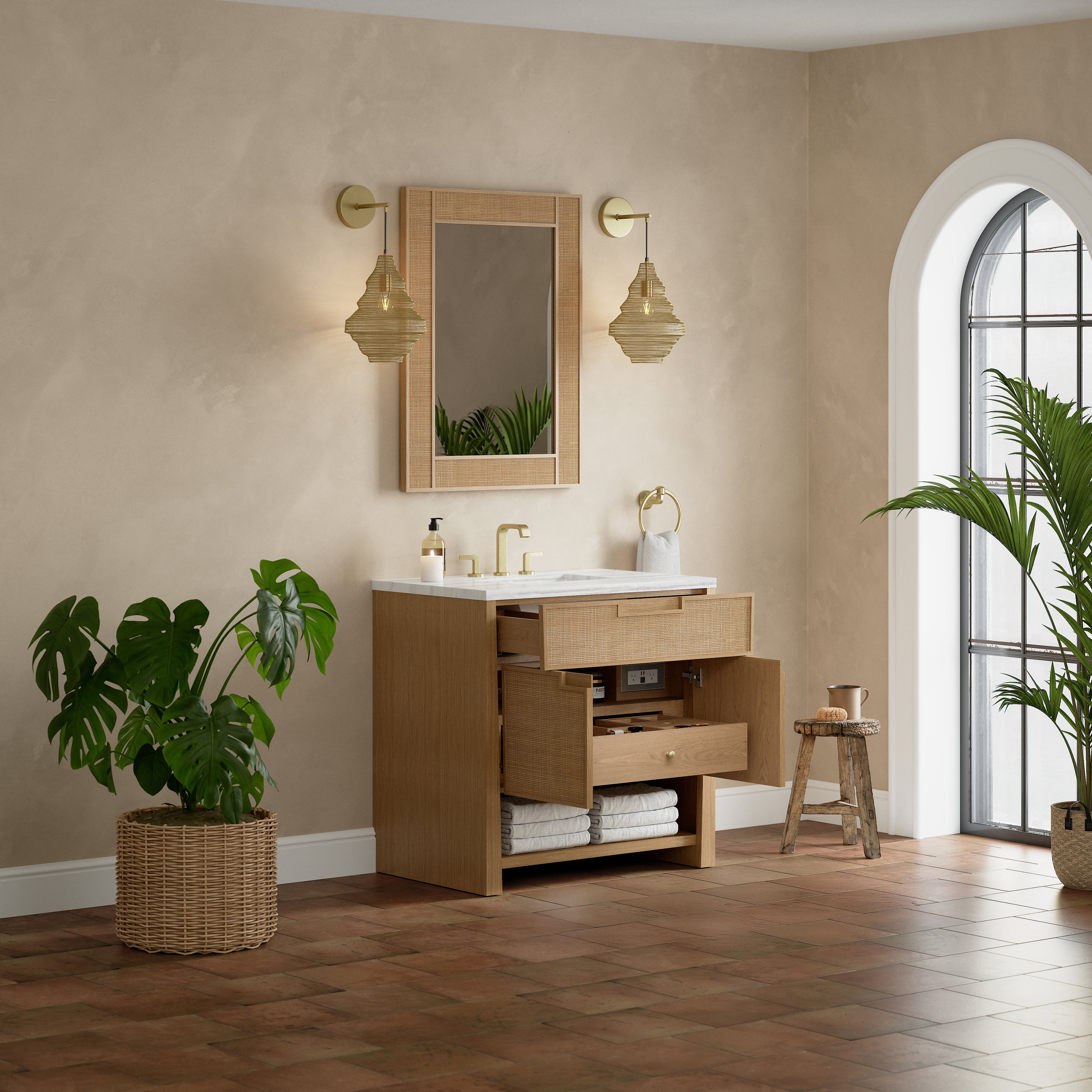 James Martin Solene 36" Single Vanity in Seaside Oak with 3cm Countertop