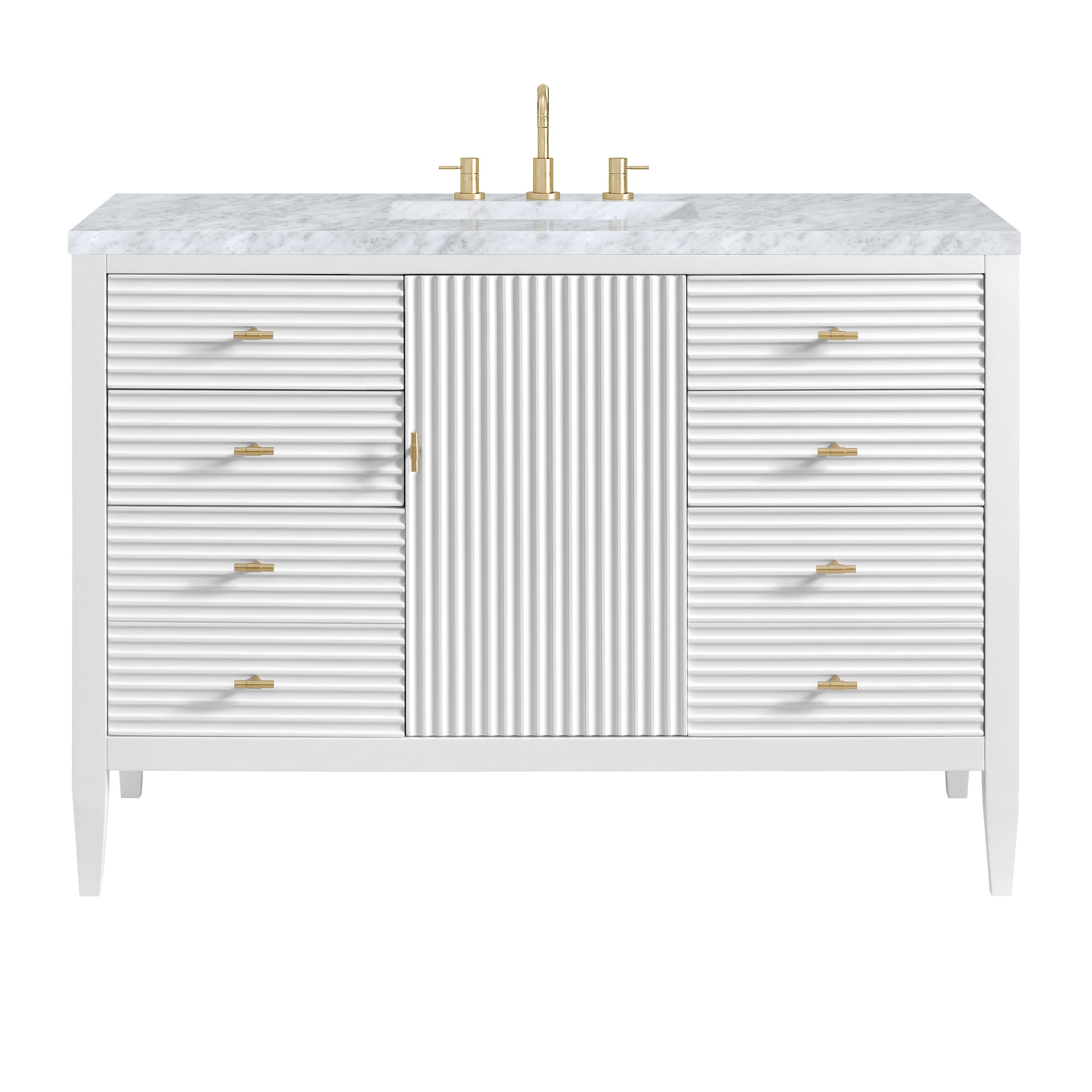 James Martin Myrrin 48" Single Vanity in Bright White with 3cm Countertop
