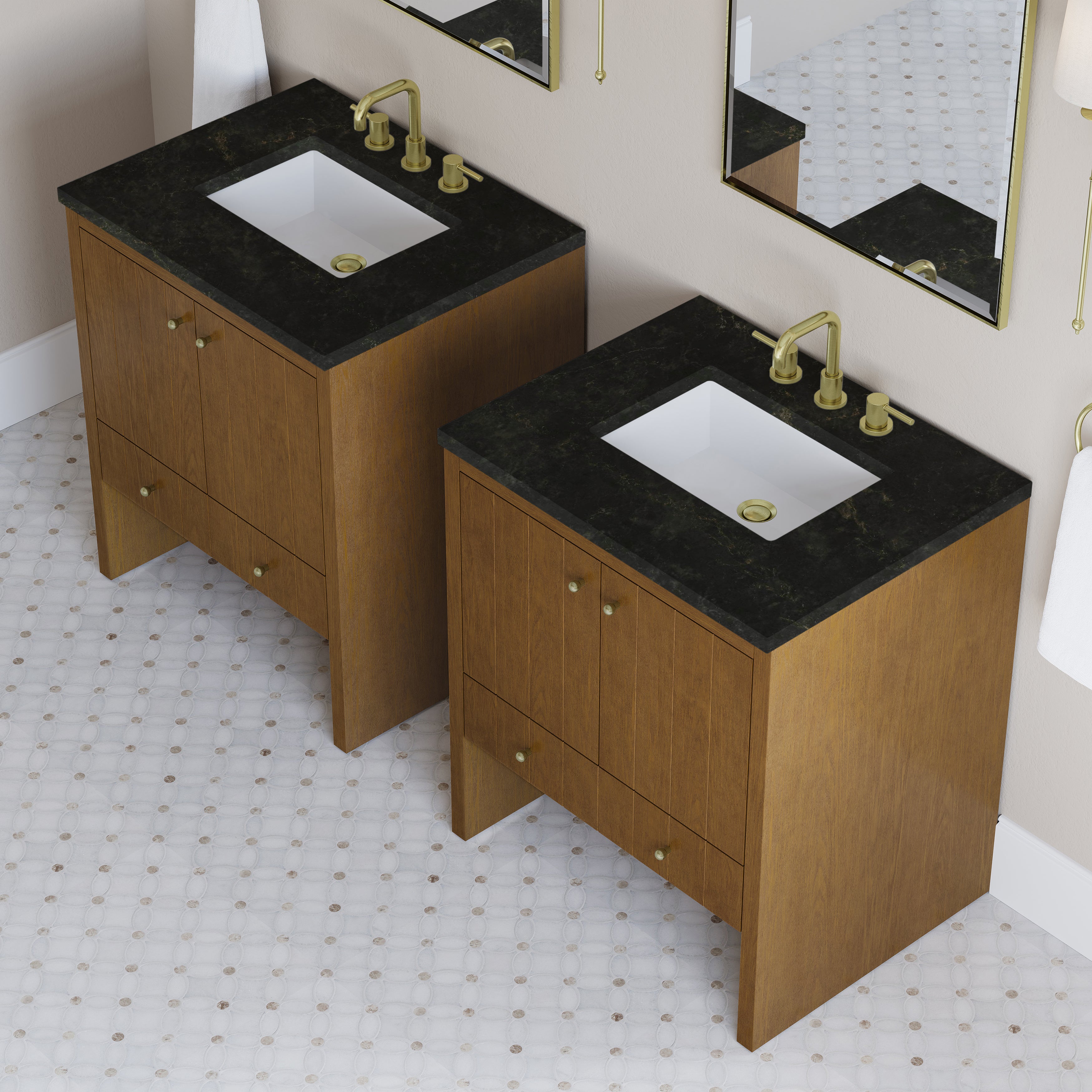 James Martin Hudson 30" Single Vanity in Honey Oak with 3cm Countertop