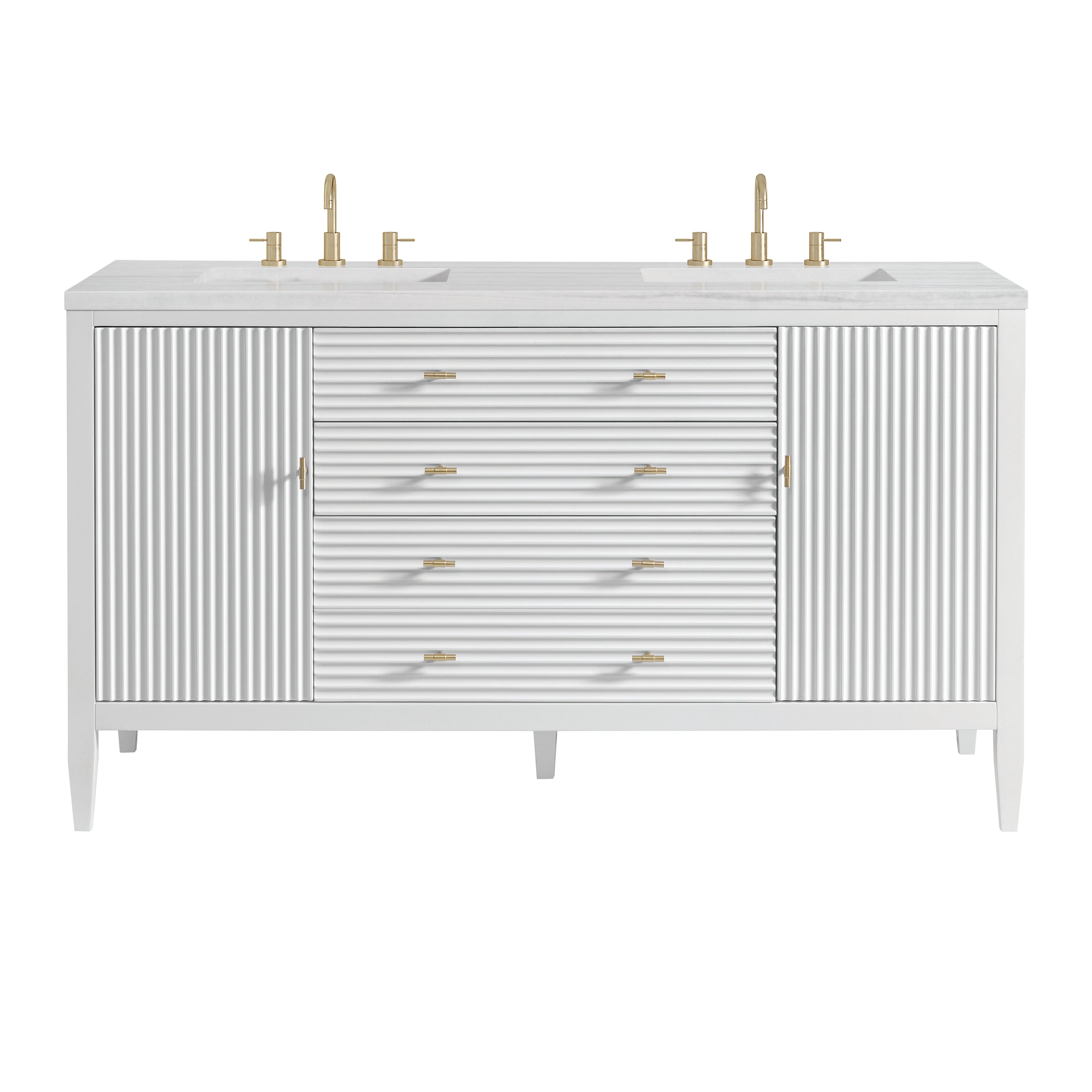 James Martin Myrrin 60" Double Vanity in Bright White with 3cm Countertop