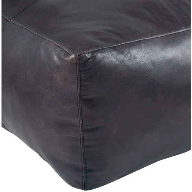 Large Leather Ottoman - Square - Black - Coffee Table