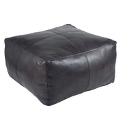 Large Leather Ottoman - Square - Black - Coffee Table