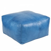 Large Leather Ottoman - Square - Blue - Coffee Table