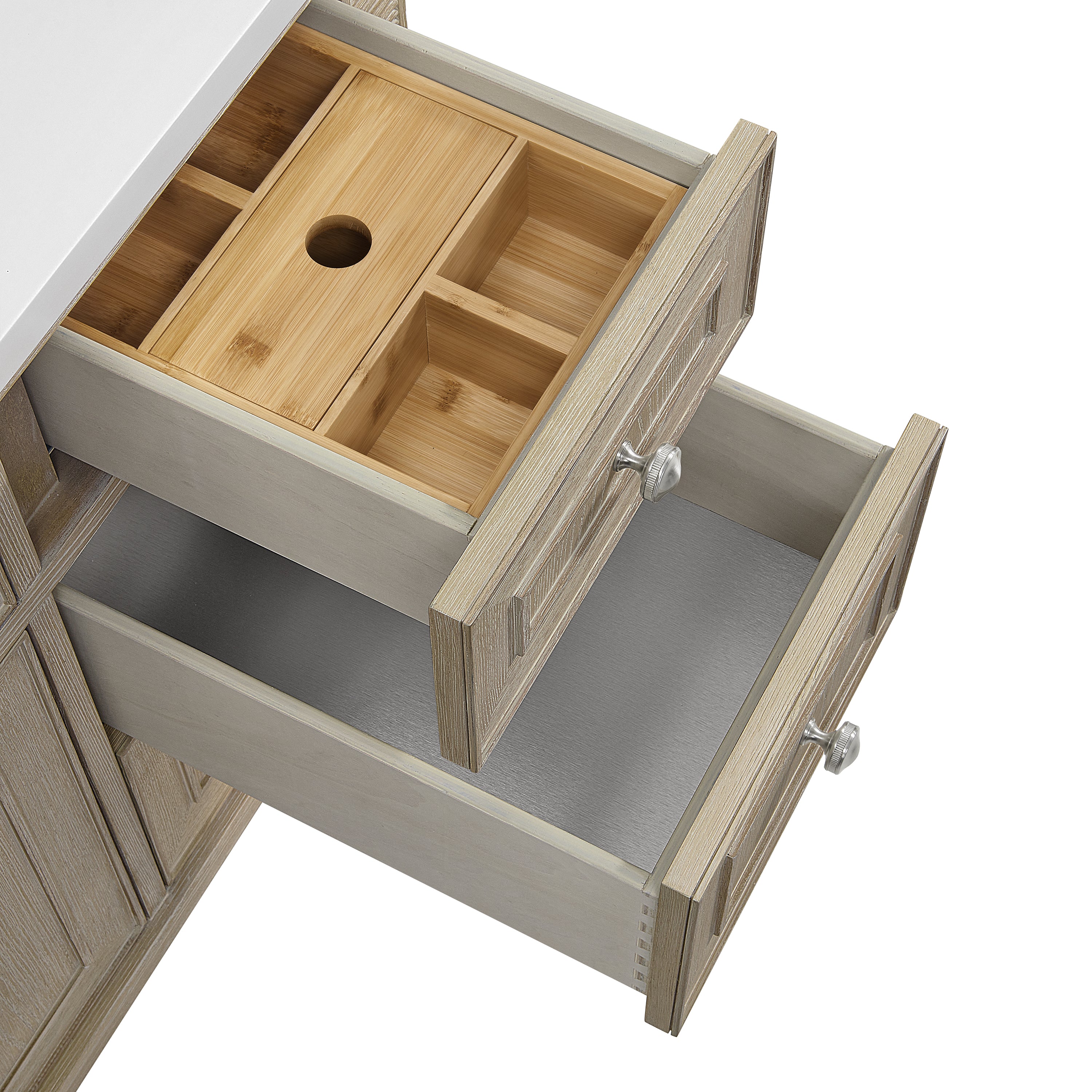James Martin Lorelai 48" Single Vanity in Whitewashed Oak with 3cm Countertop and FreePower Wireless Charger