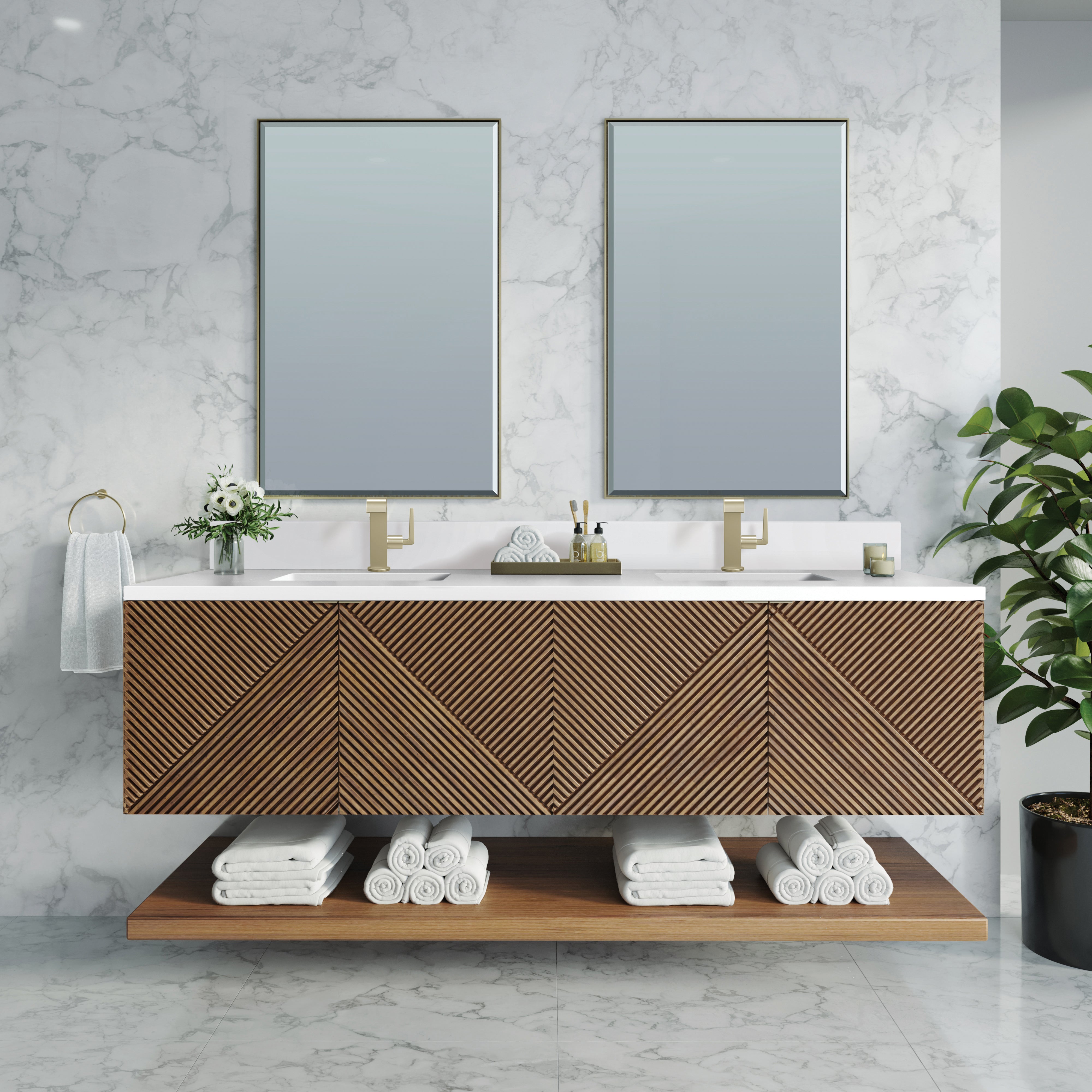 James Martin Marcello 72" Double Vanity in Chestnut with 3cm Countertop