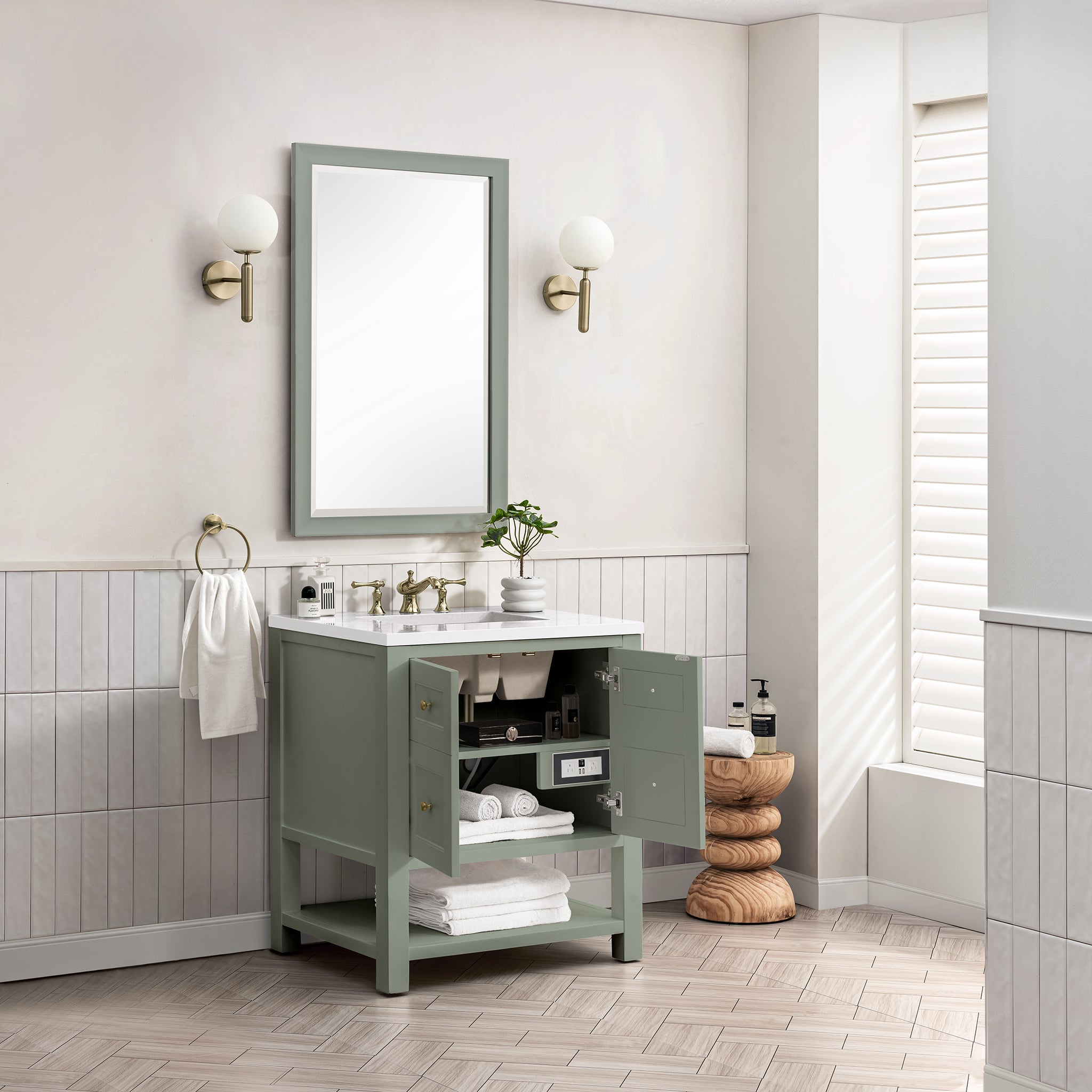 James Martin Breckenridge 30" Single Vanity in Smokey Celadon with 3cm Countertop