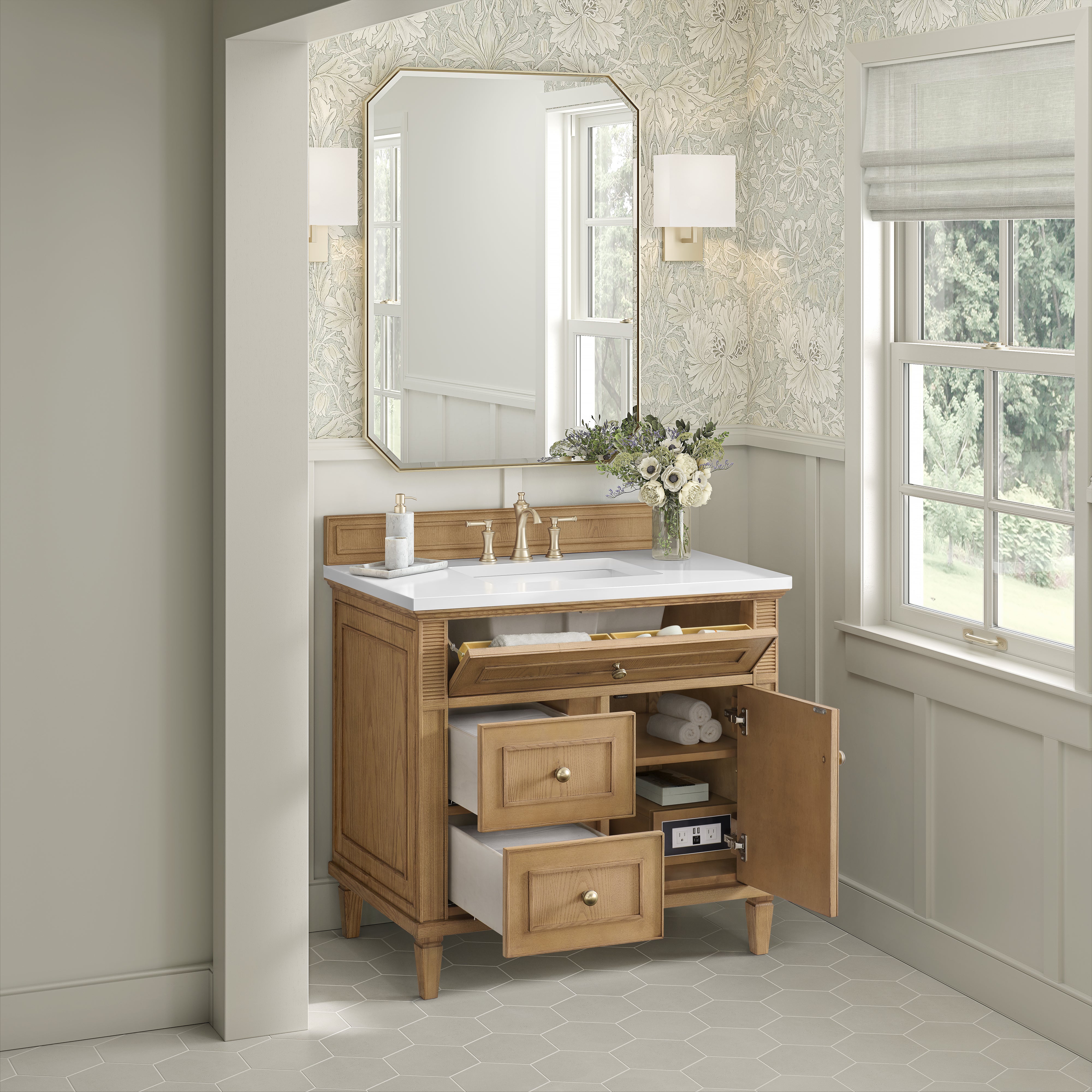 James Martin Lorelai 36" Single Vanity in Light Natural Oak with 3cm Countertop