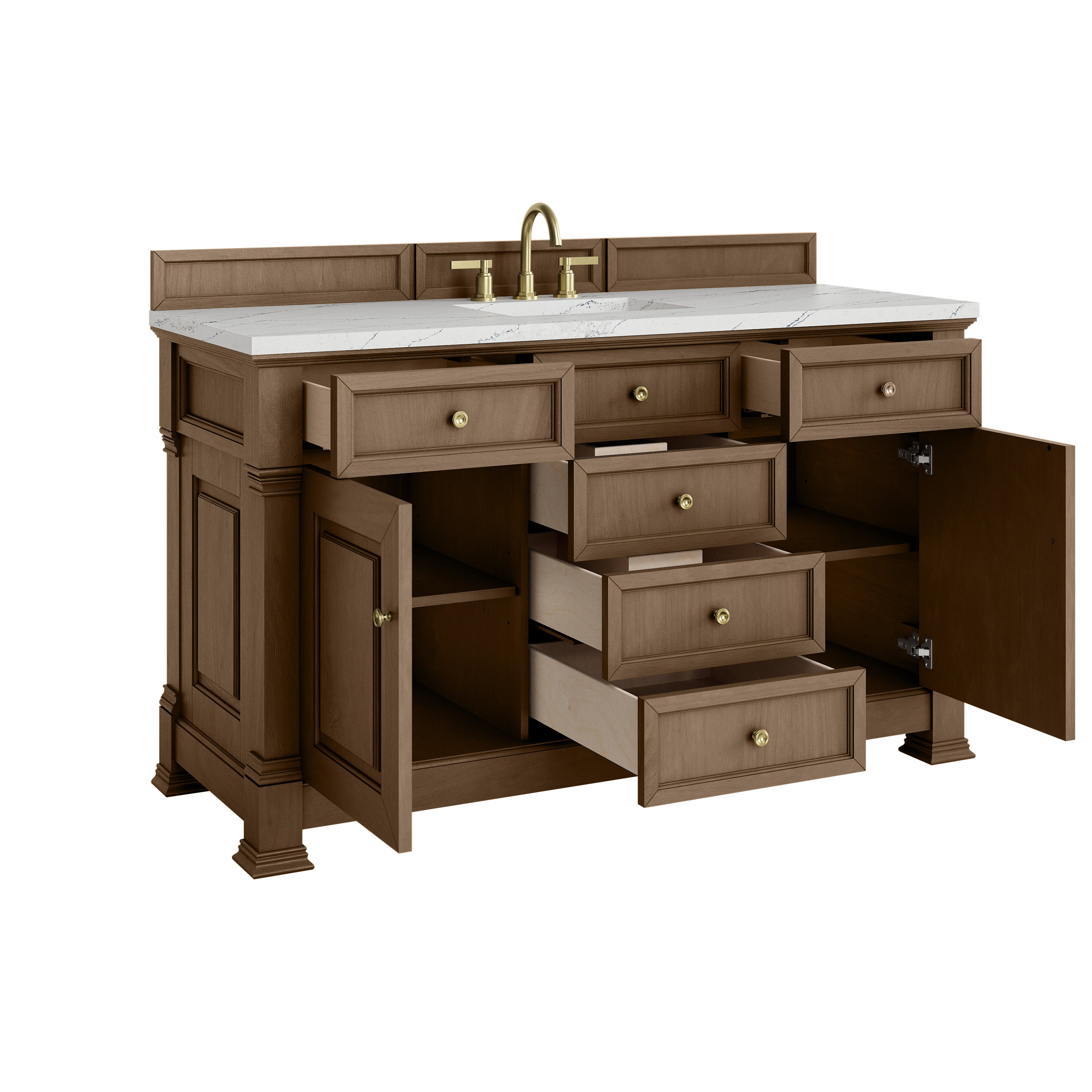 James Martin Brookfield 60" Single Vanity in Pecan with 3cm Countertop