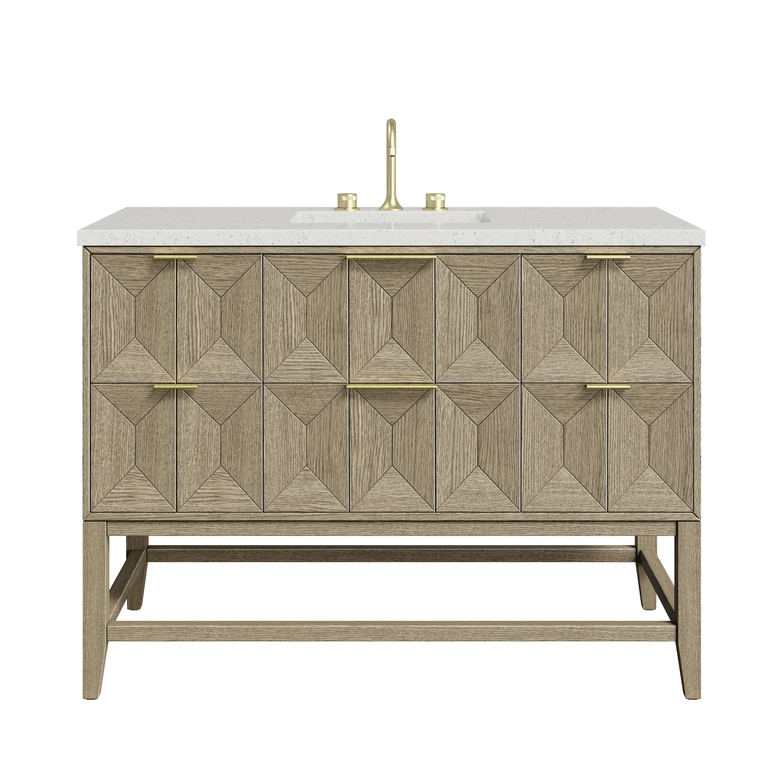 James Martin Emmeline 48" Single Vanity in Pebble Oak with 3cm Countertop