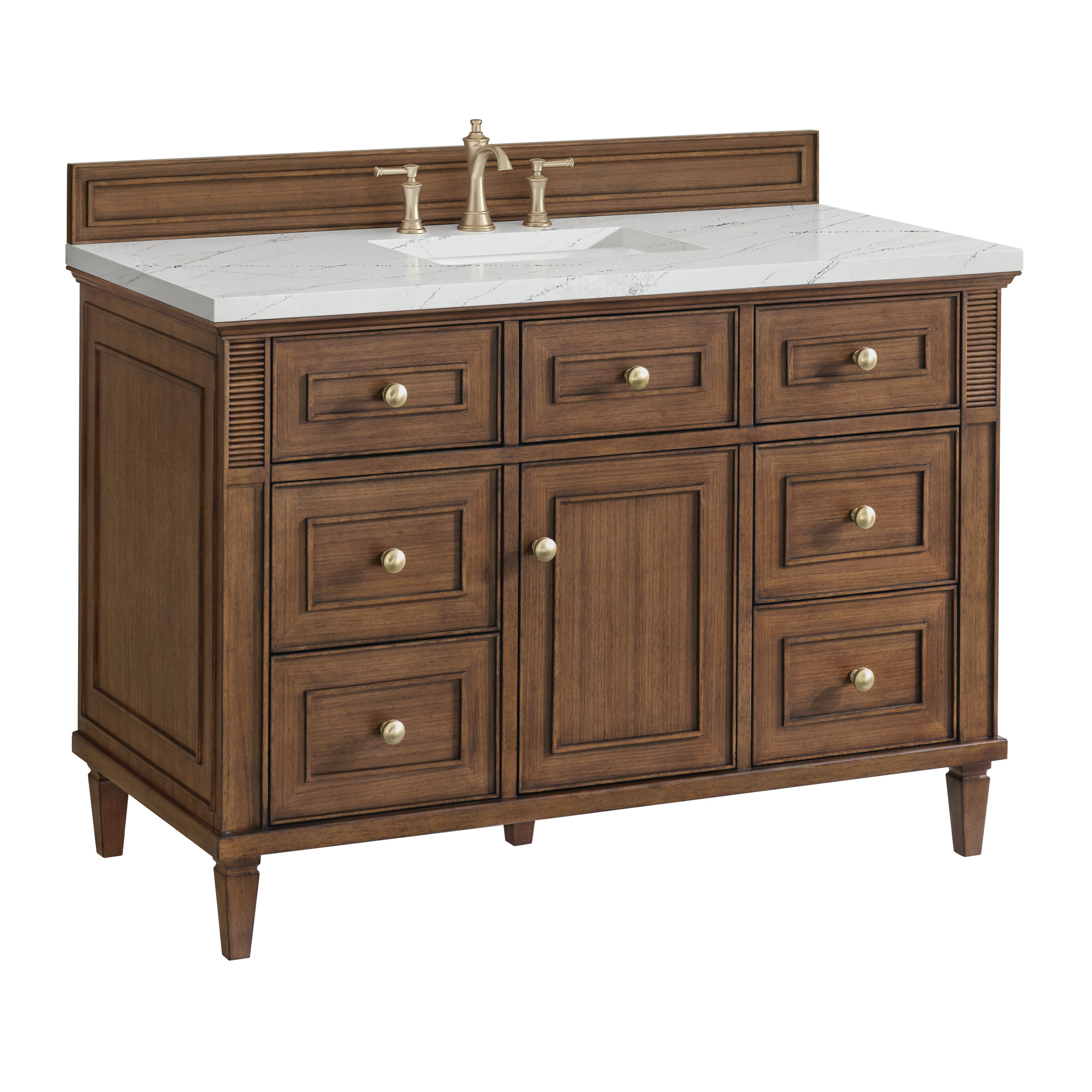James Martin Lorelai 48" Single Vanity in Mid-Century Walnut with 3cm Countertop and FreePower Wireless Charger