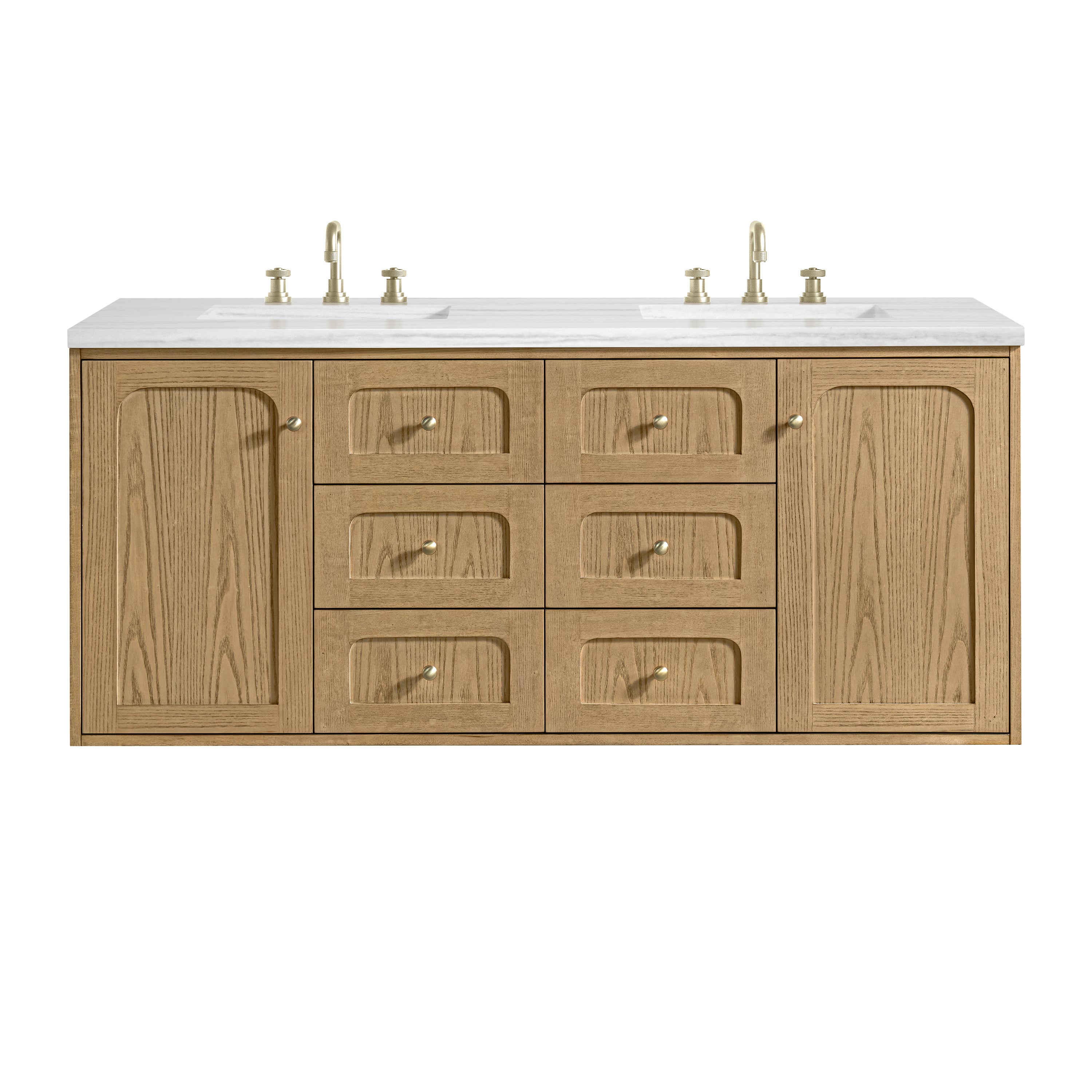 James Martin Laurent 60" Double Vanity in Light Natural Oak with 3cm Countertop