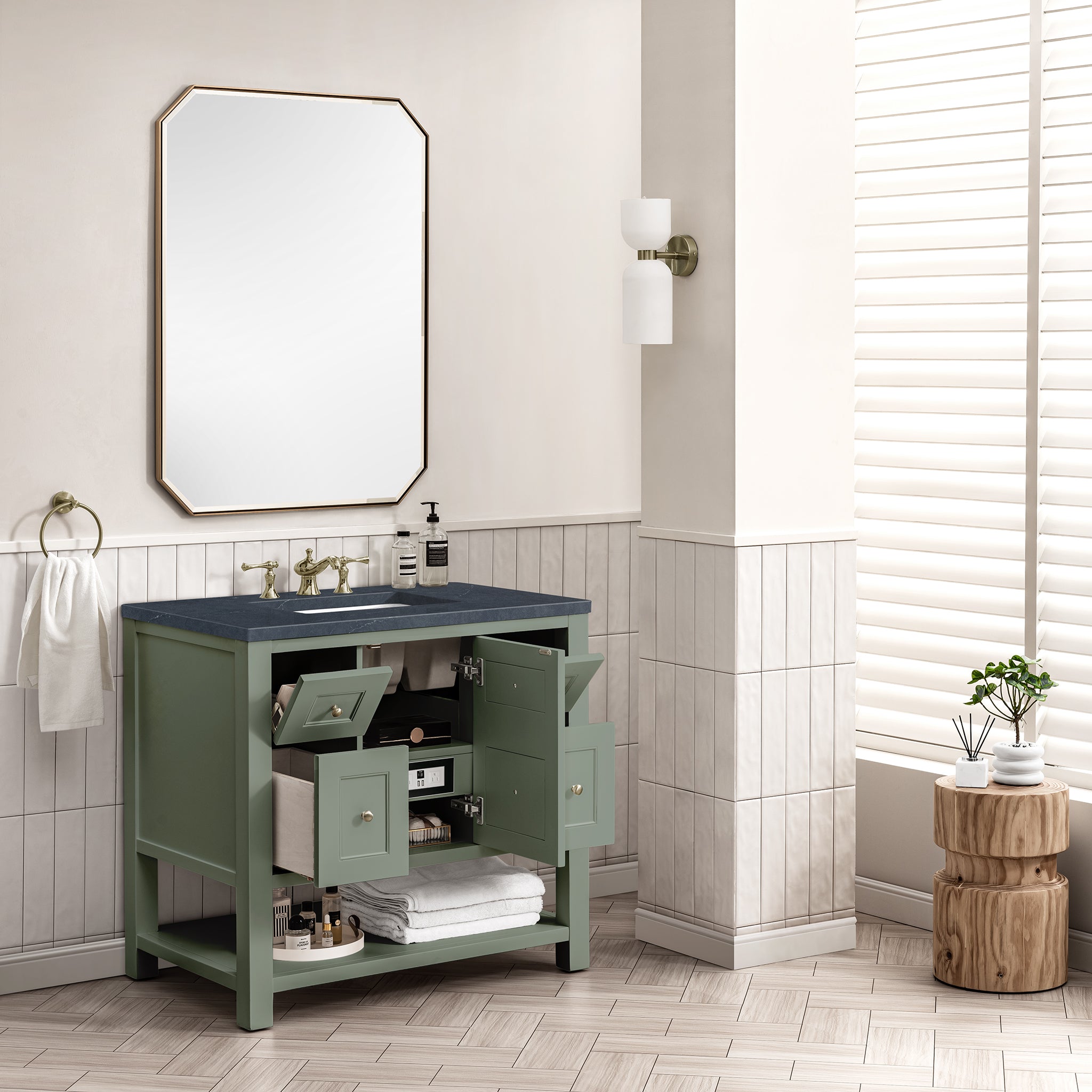 James Martin Breckenridge 36" Single Vanity in Smokey Celadon with 3cm Countertop