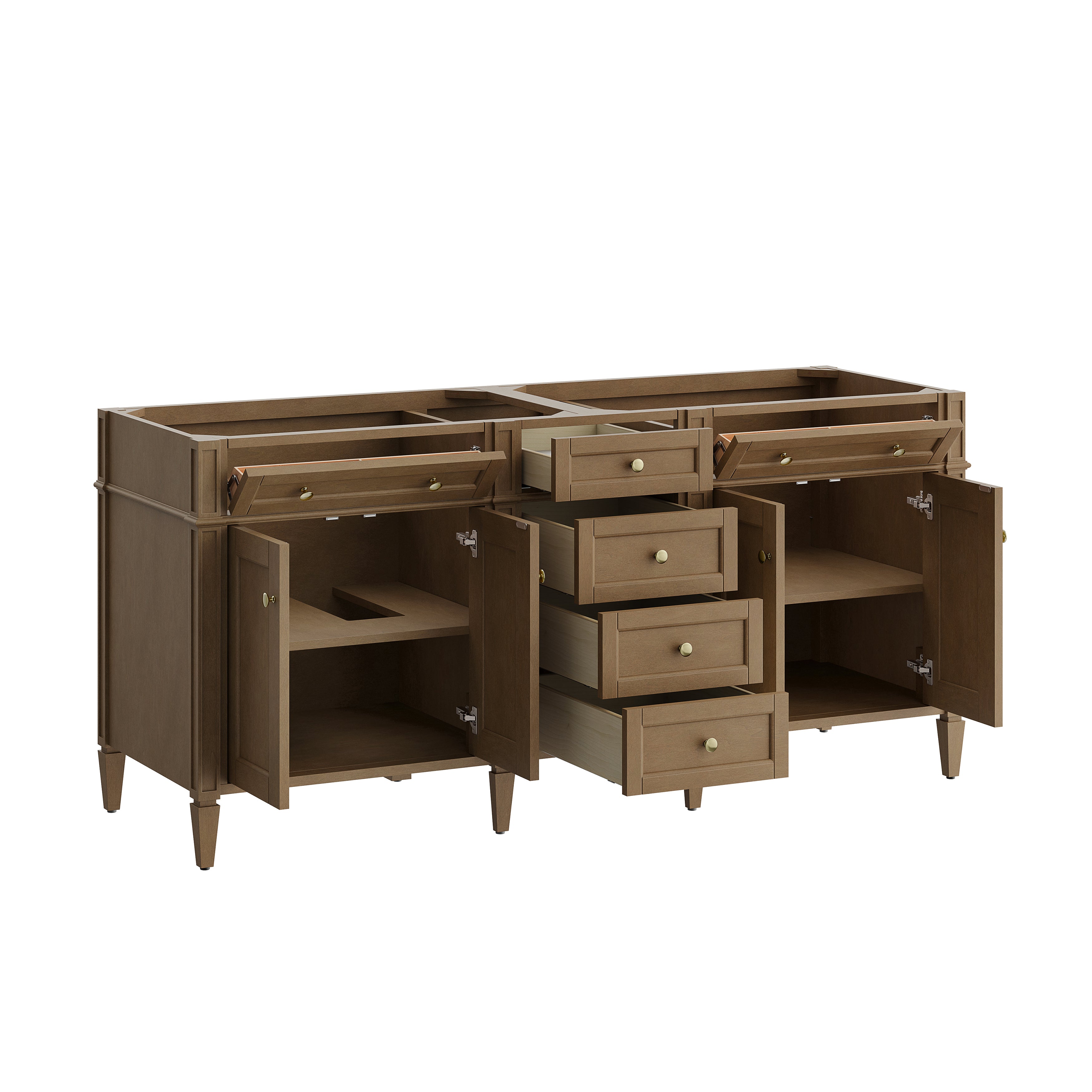 James Martin Brittany 72" Double Vanity in Pecan with 3cm Countertop and FreePower Wireless Charger