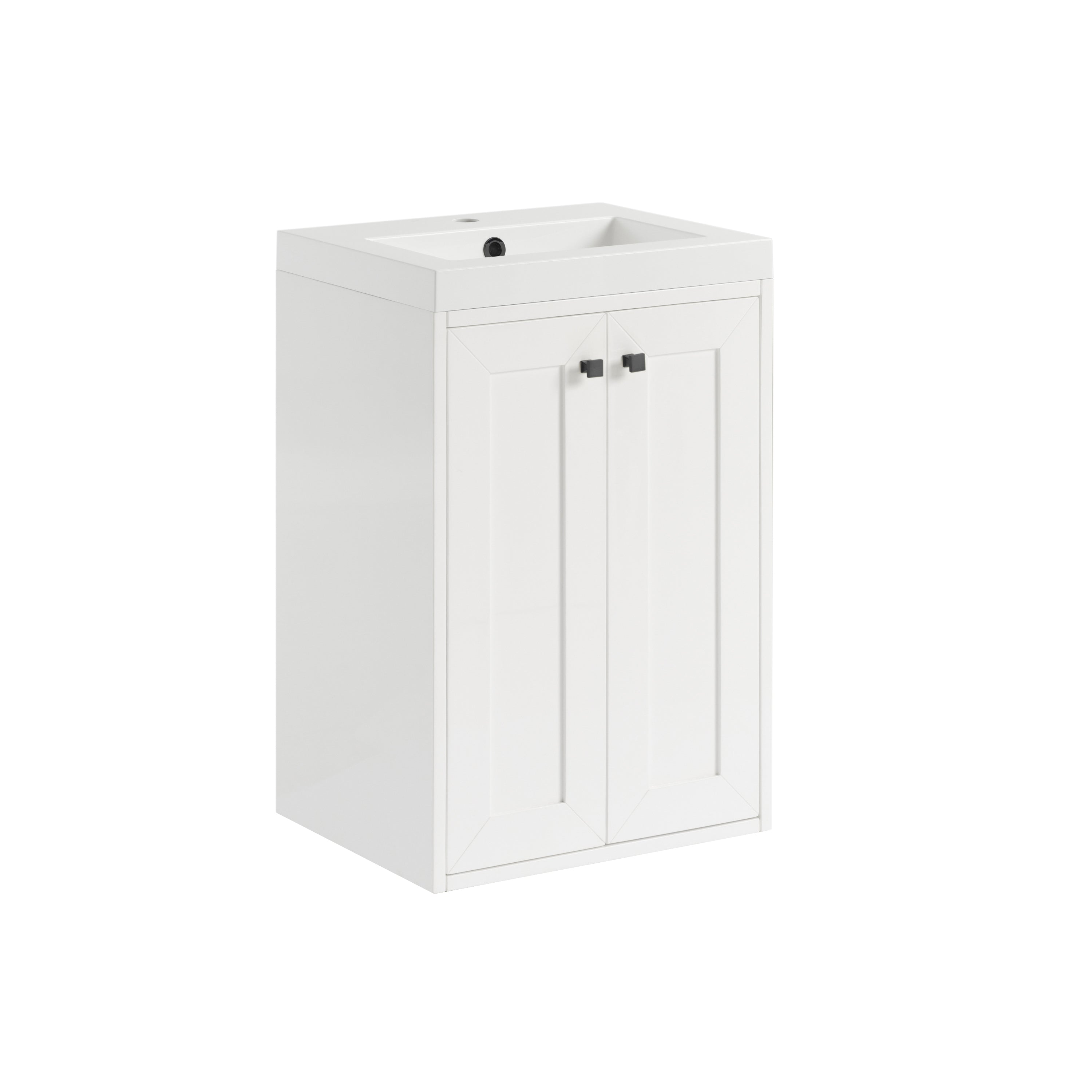 James Martin Chianti 20" Single Vanity in Glossy White with White Glossy Composite Stone Top