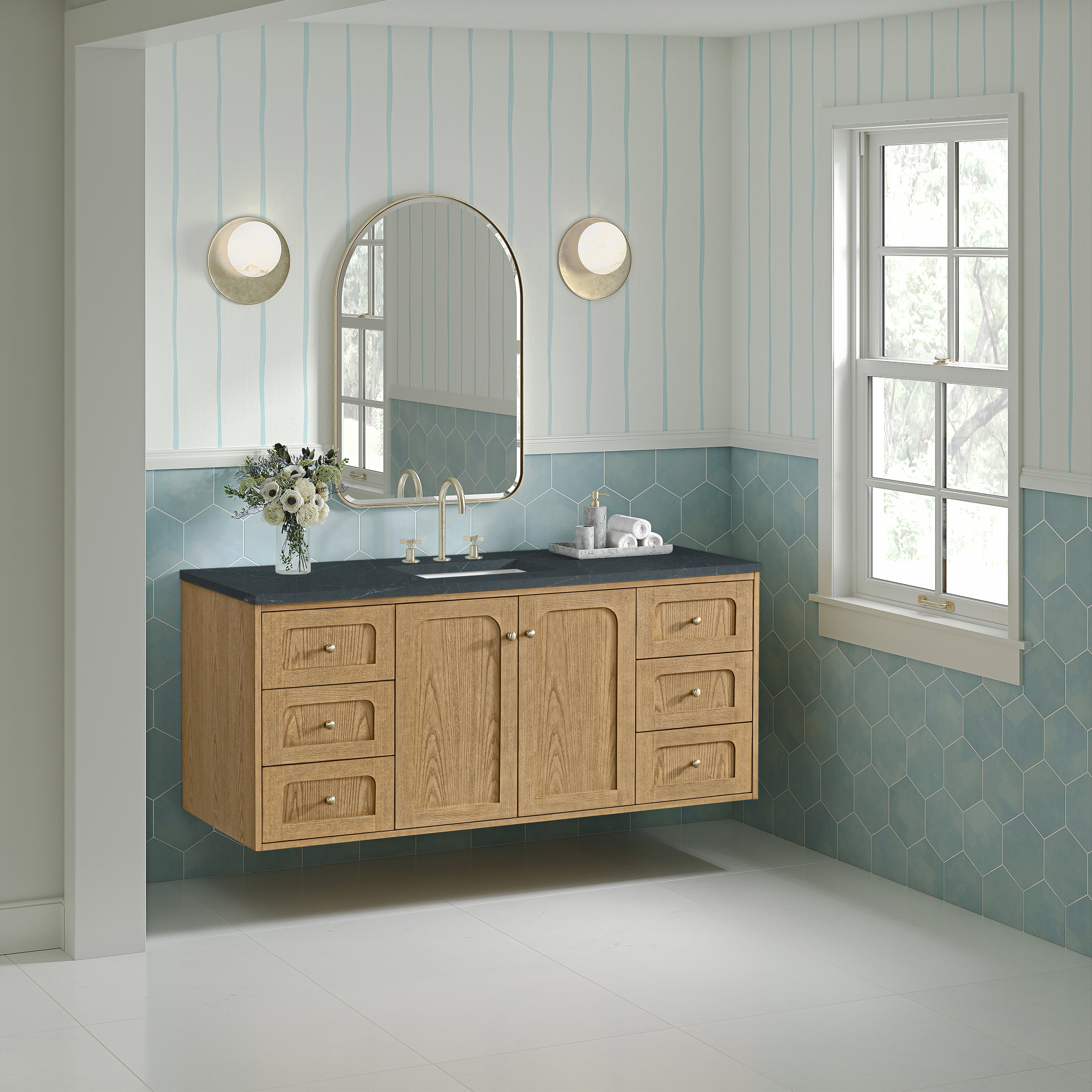 James Martin Laurent 60" Single Vanity in Light Natural Oak with 3cm Countertop