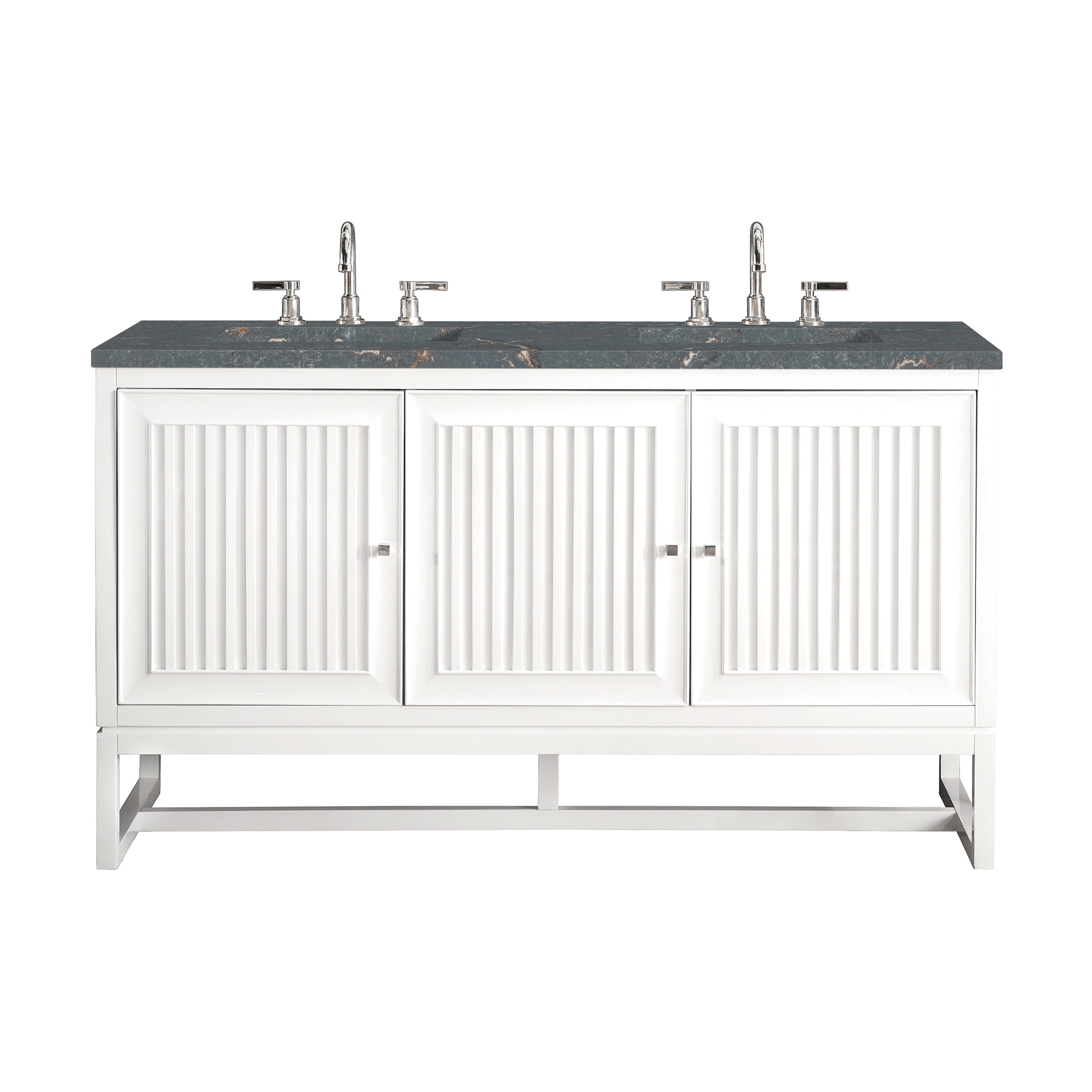 James Martin Athens 60" Double Vanity in Glossy White with 3cm Countertop