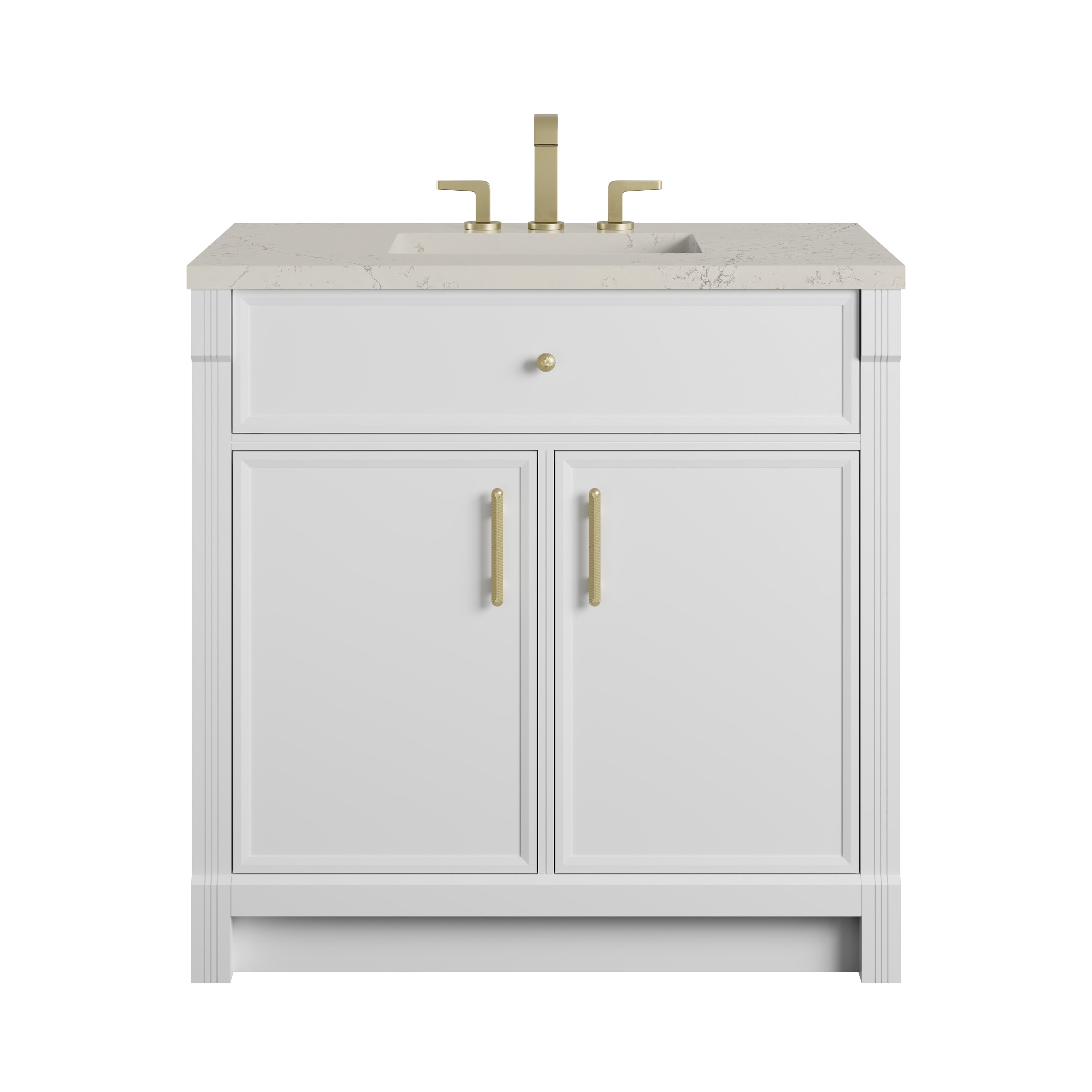 James Martin Bellshire 36" Single Vanity in Bright White with 3cm Countertop