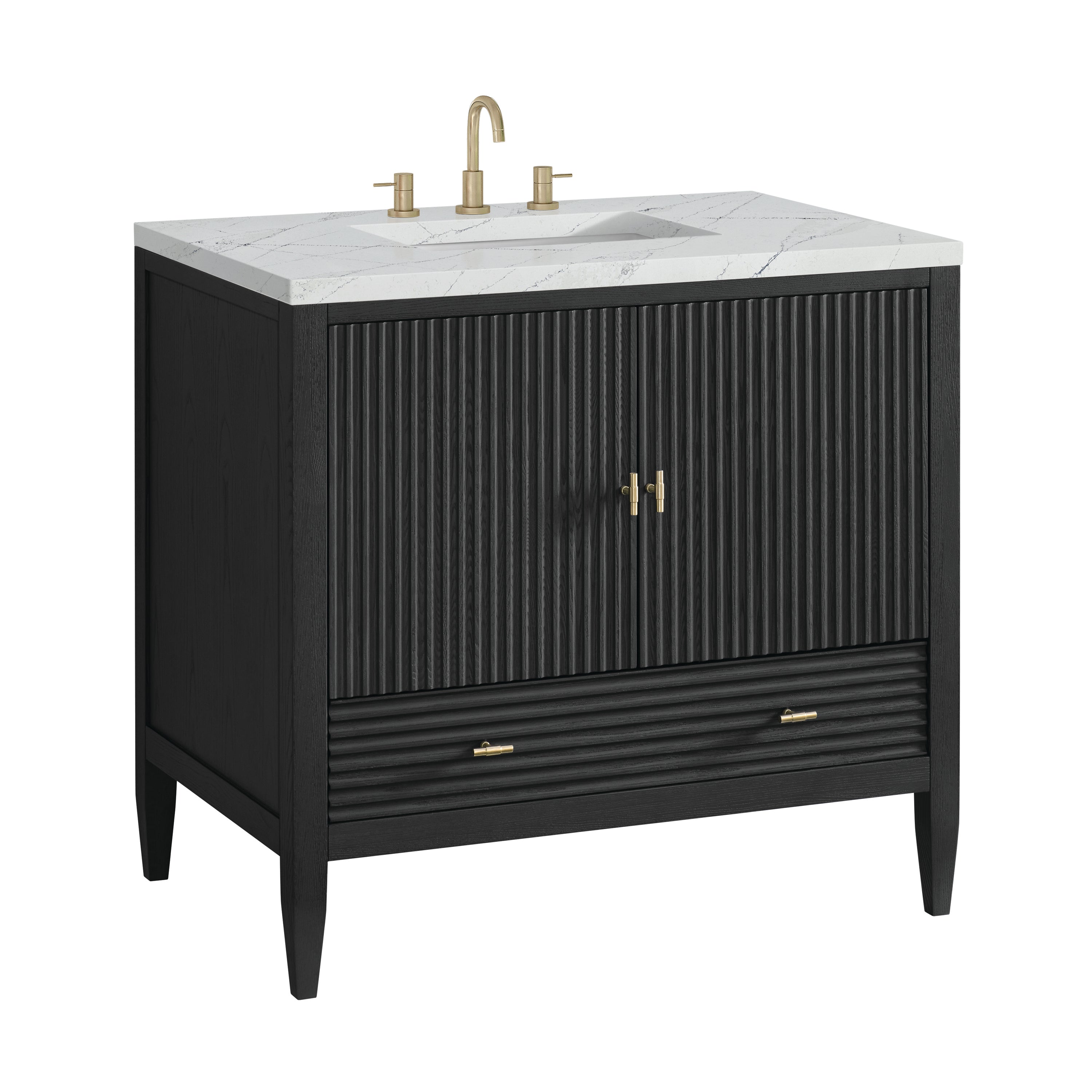 James Martin Myrrin 36" Vanity in Carbon Oak with 3cm Countertop