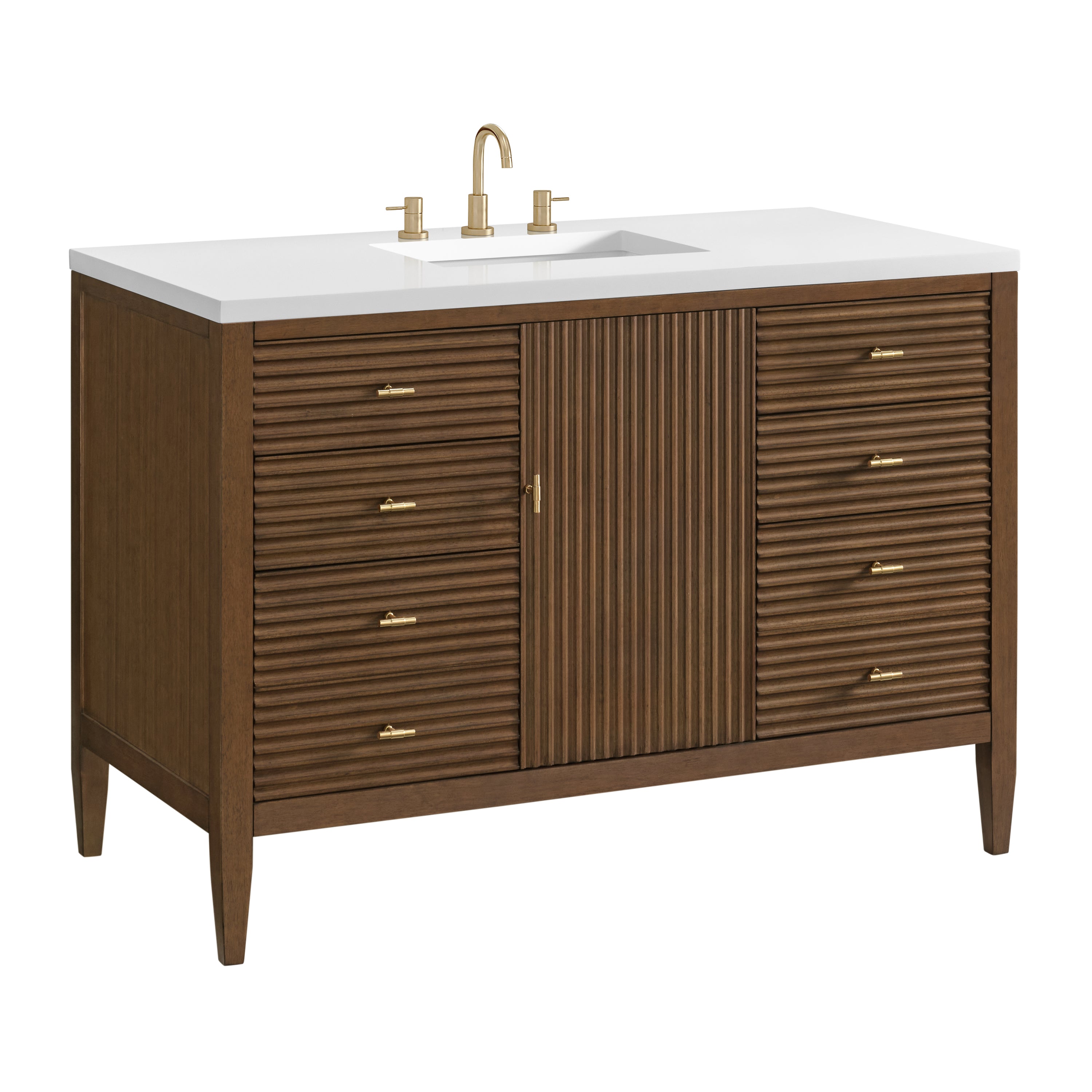 James Martin Myrrin 48" Single Vanity in Mid Century Walnut with 3cm Countertop