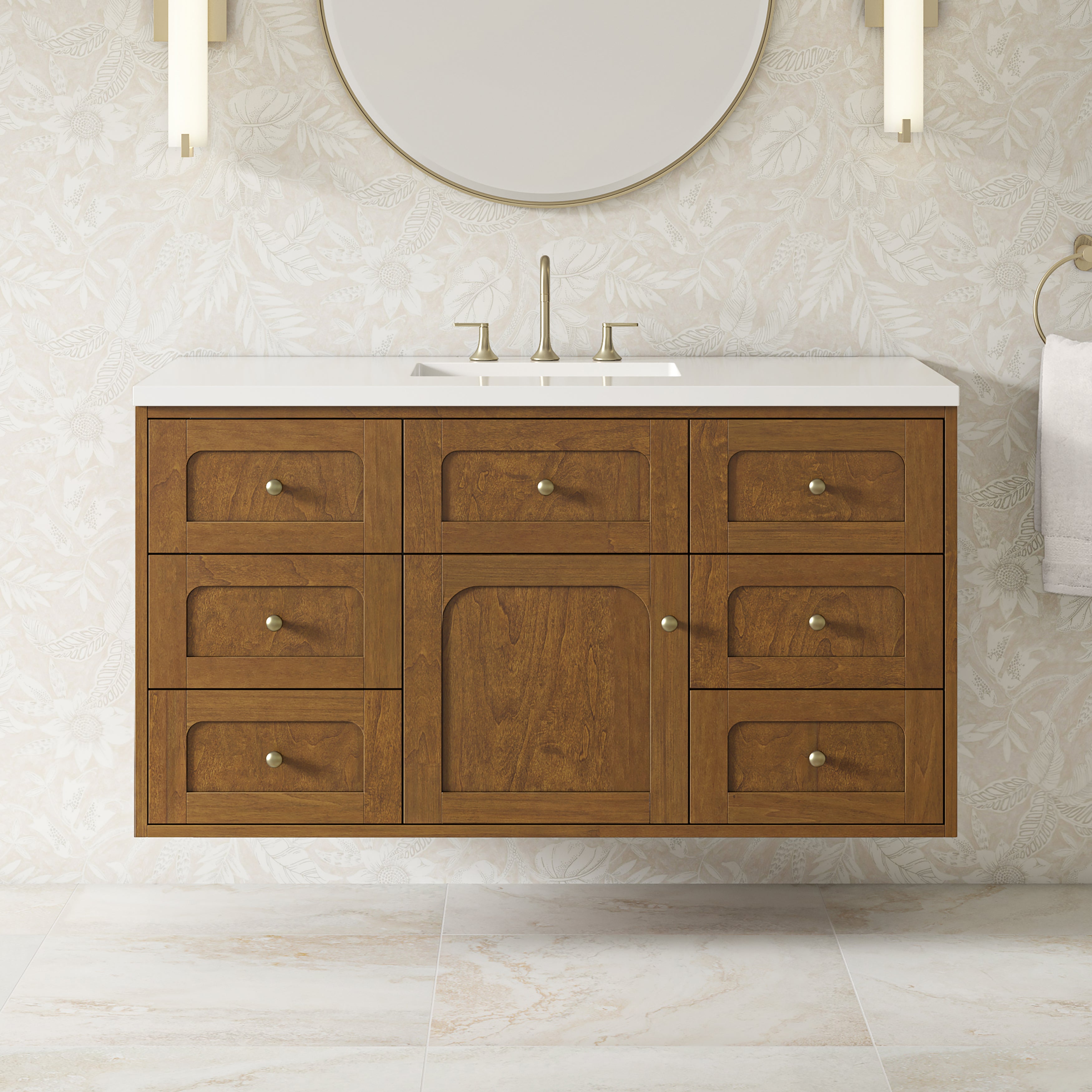 James Martin Laurent 48" Single Vanity in Honey Oak with 3cm Countertop