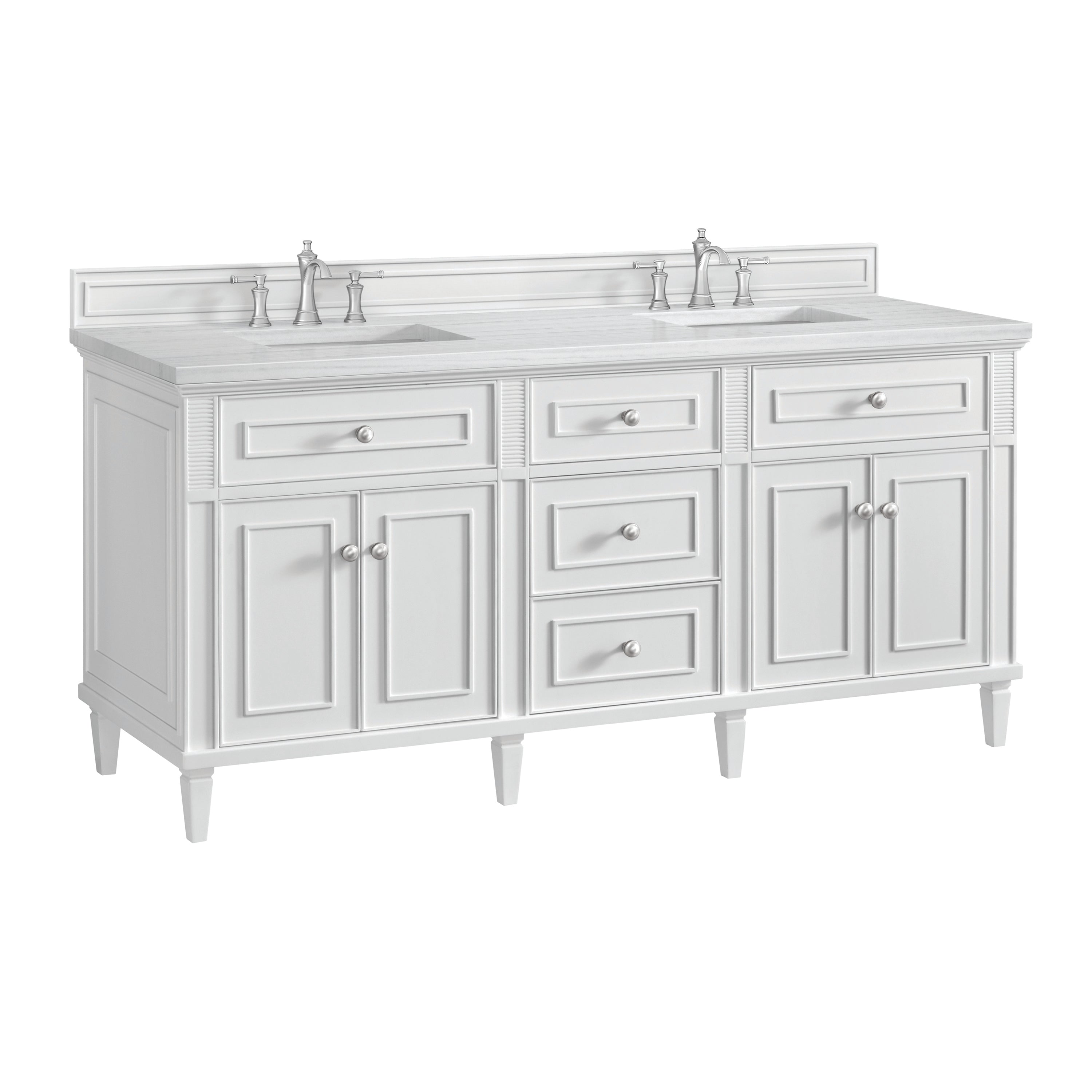 James Martin Lorelai 72" Double Vanity in Bright White with 3cm Countertop