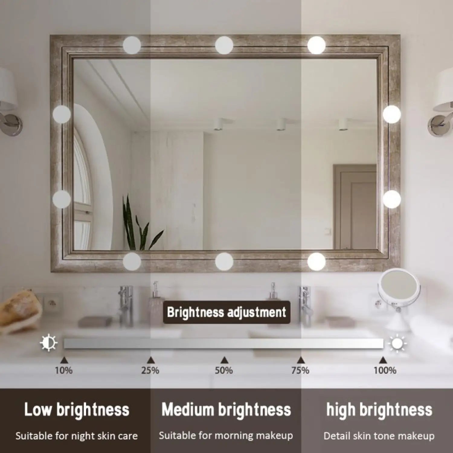 LED Mirror Light Bulbs with USB Touch Switch for Vanity & Dressing Table