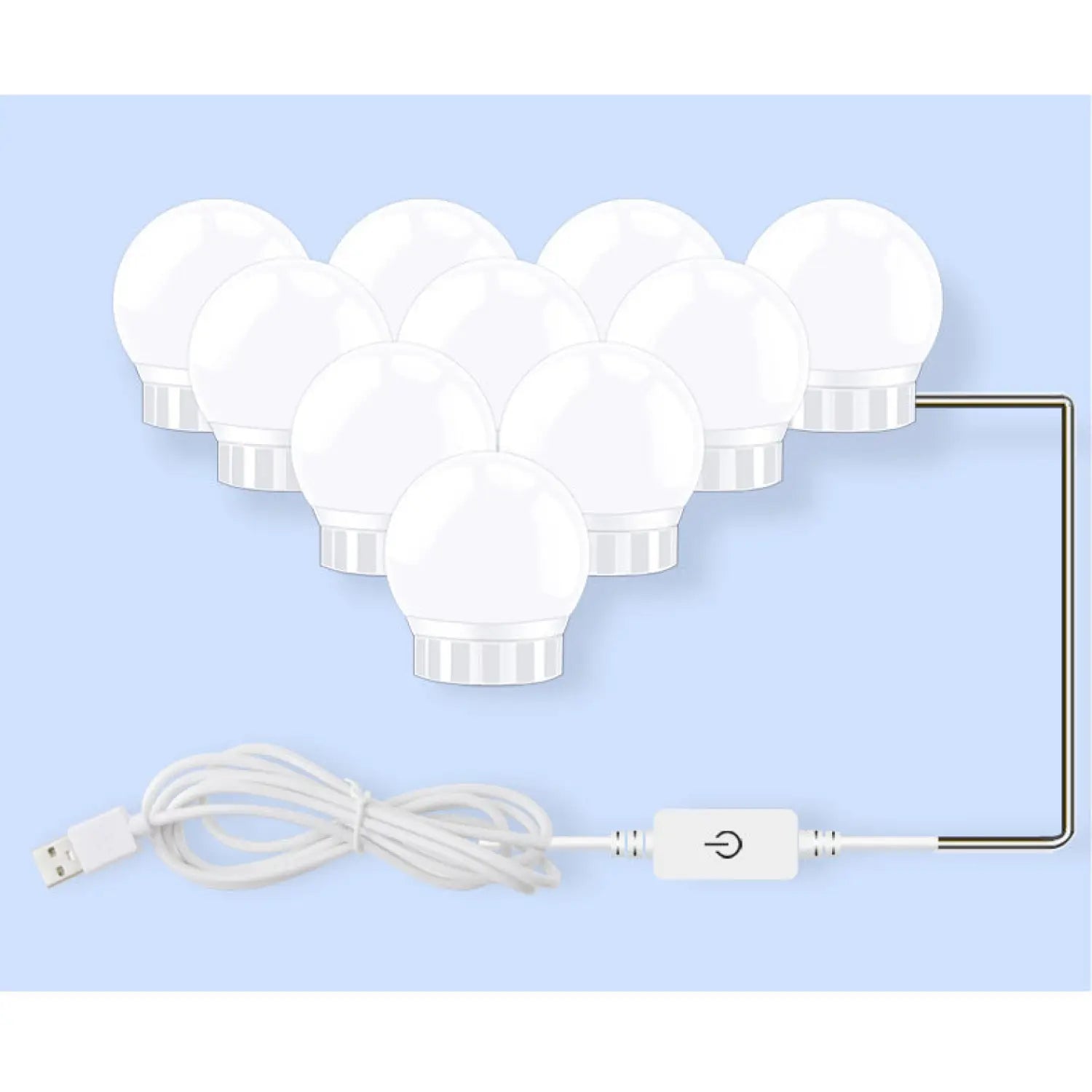LED Mirror Light Bulbs with USB Touch Switch for Vanity & Dressing Table