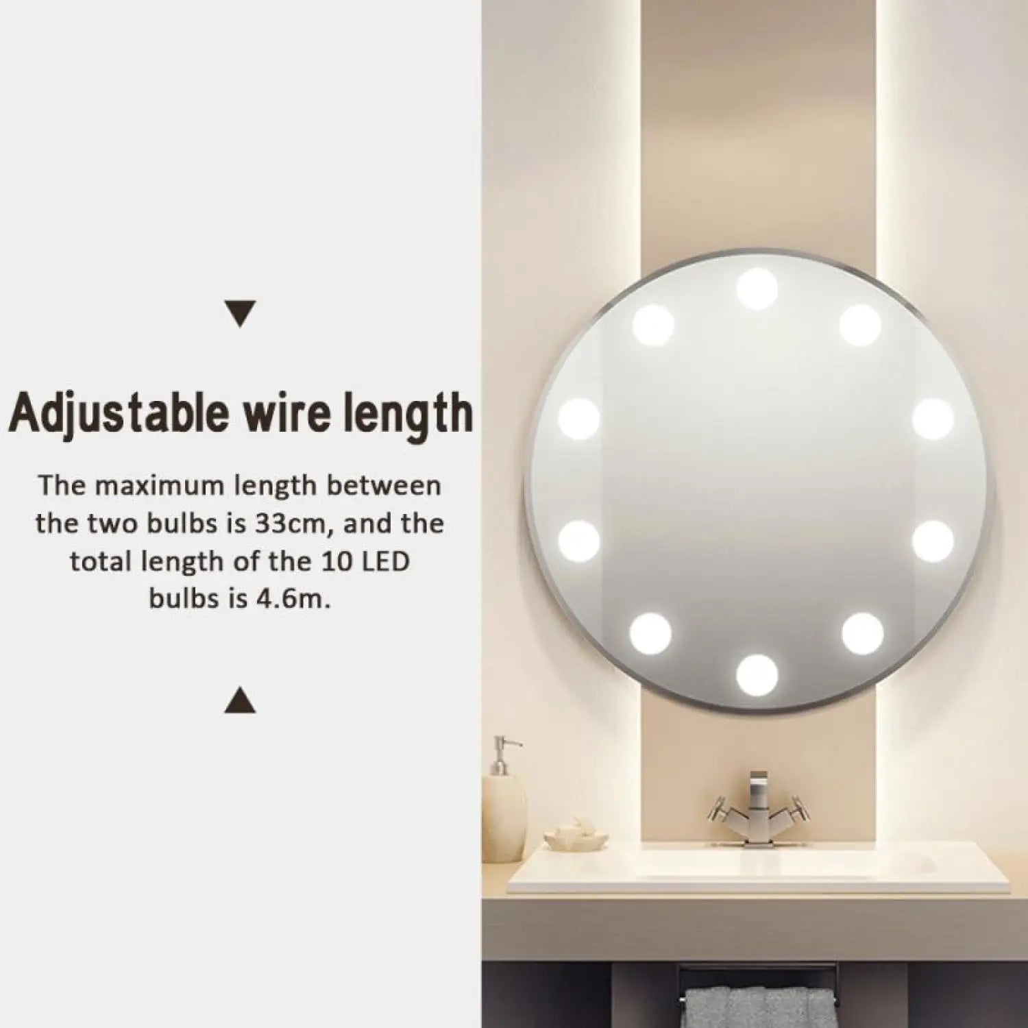 LED Mirror Light Bulbs with USB Touch Switch for Vanity & Dressing Table