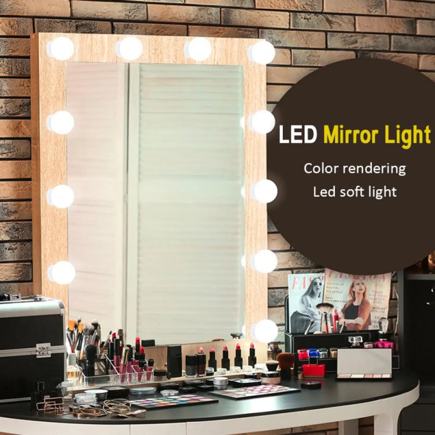 LED Mirror Light Bulbs with USB Touch Switch for Vanity & Dressing Table