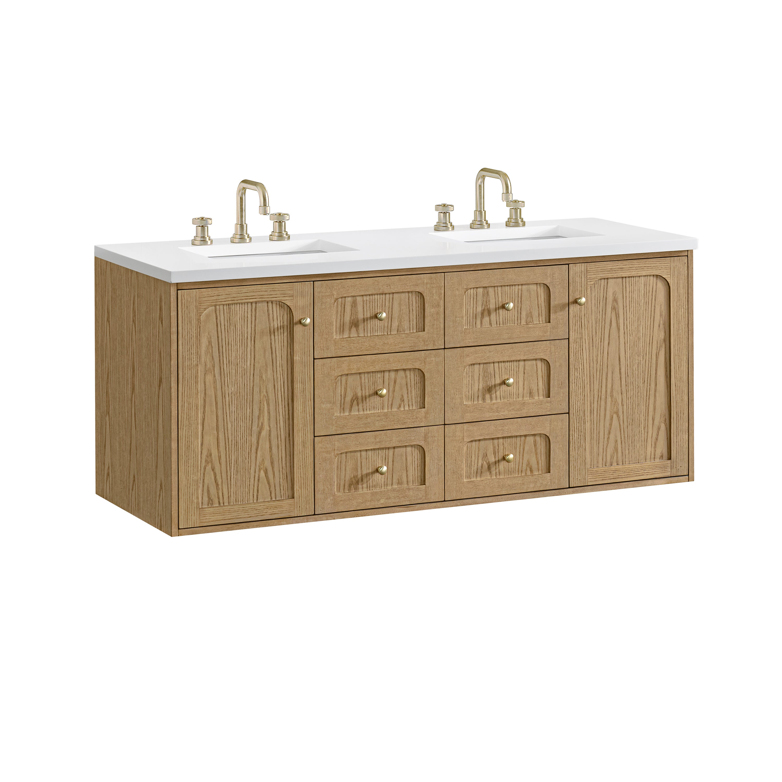 James Martin Laurent 60" Double Vanity in Light Natural Oak with 3cm Countertop