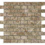 Light Emperador Polished Marble Mosaic Brick 1"X2"