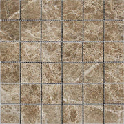Light Emperador Polished Marble Mosaic Square 2"X2"