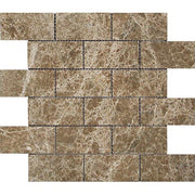 Light Emperador Polished Marble Mosaic Brick 2"X4"