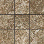 Light Emperador Polished Marble Tile 4"X4"