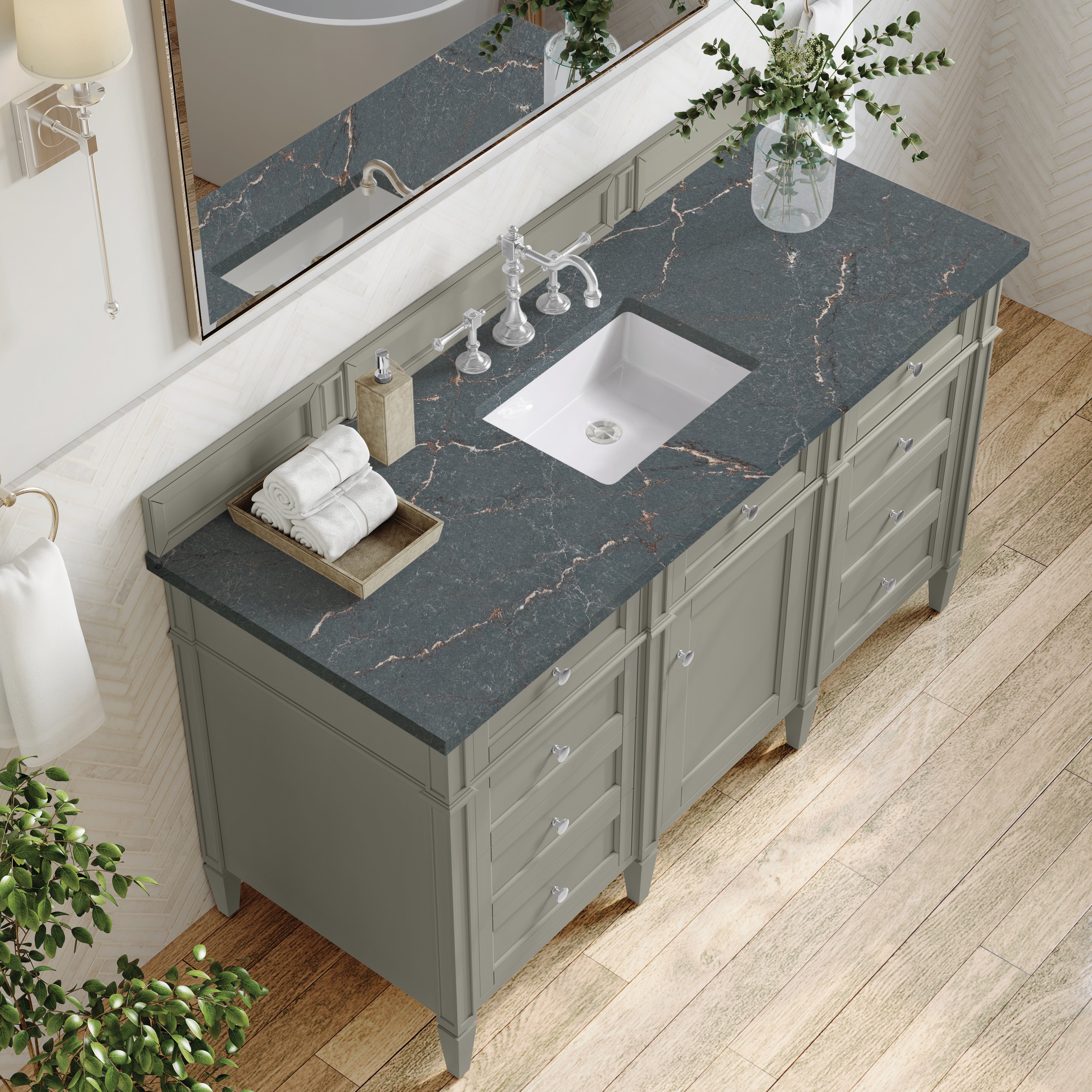 James Martin Brittany 60" Single Vanity in Urban Gray with 3cm Countertop