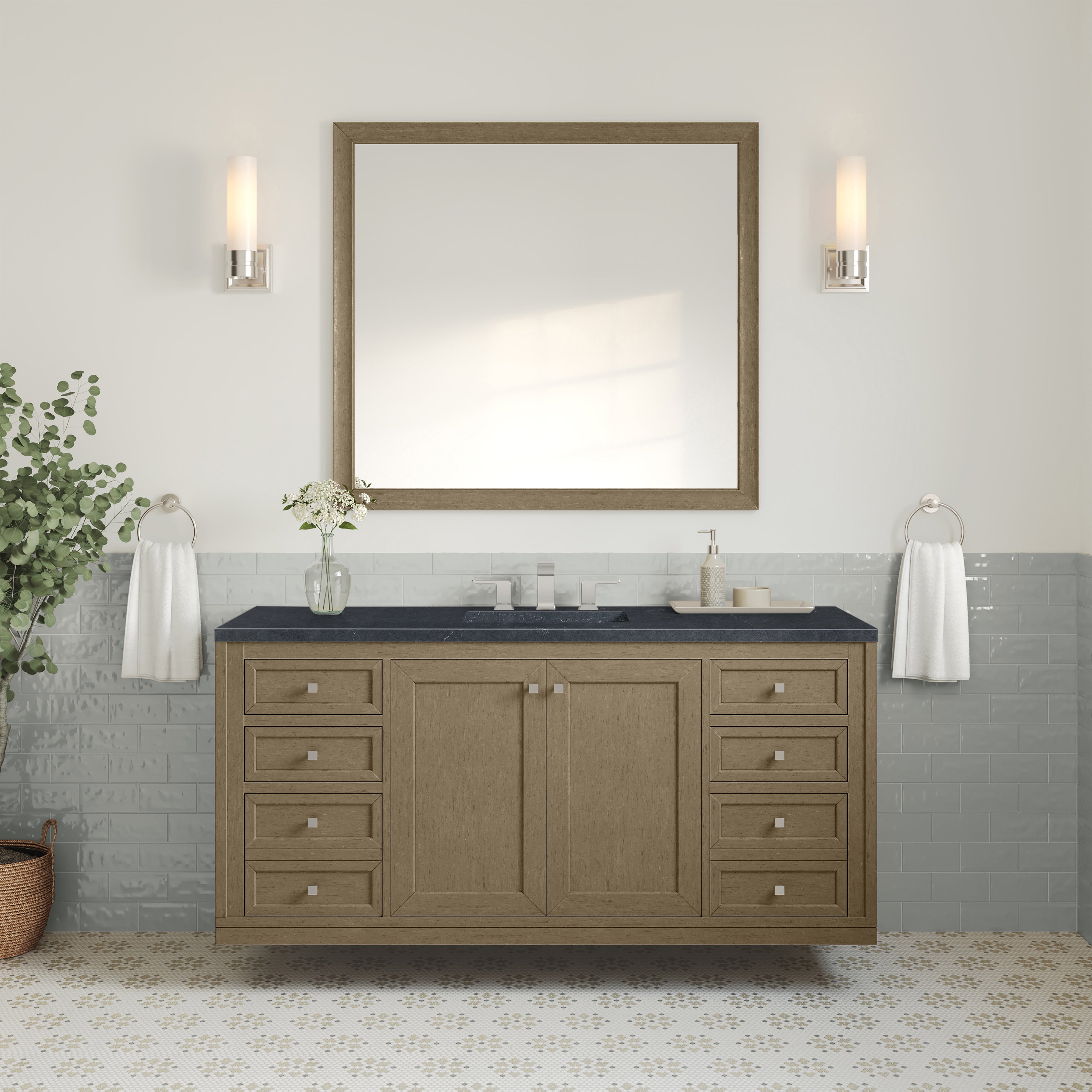 James Martin Chicago 60" Single Vanity in Walnut Whisper with 3cm Countertop