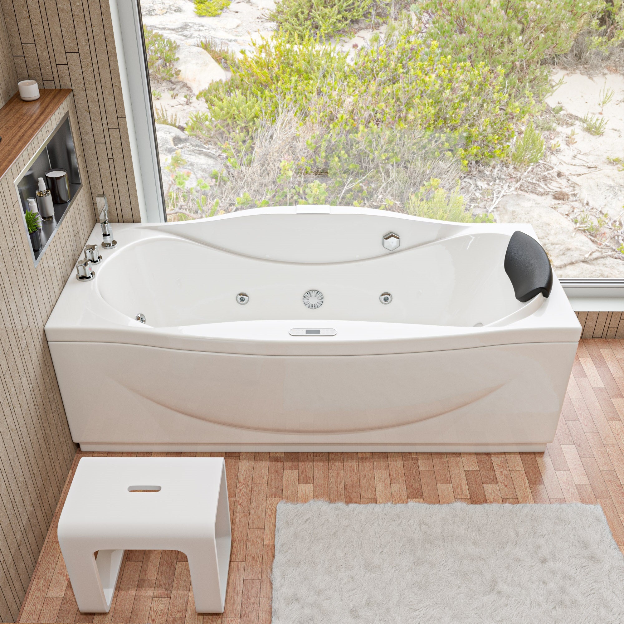 EAGO AM189ETL-L 6′ Acrylic Whirlpool Bathtub with Waterfall & Fixtures