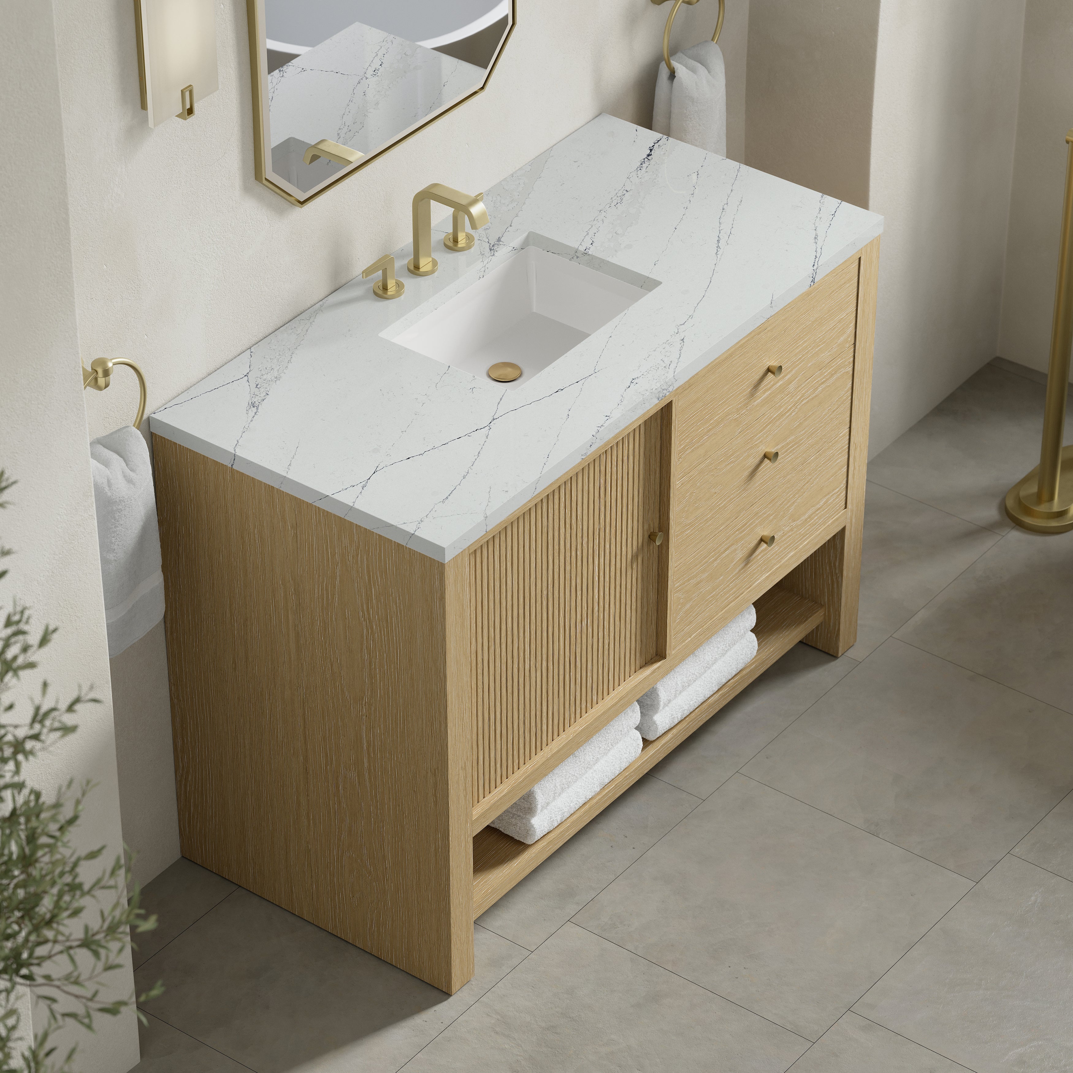 James Martin Marigot 48" Single Vanity in Sunwashed Oak with 3cm Countertop