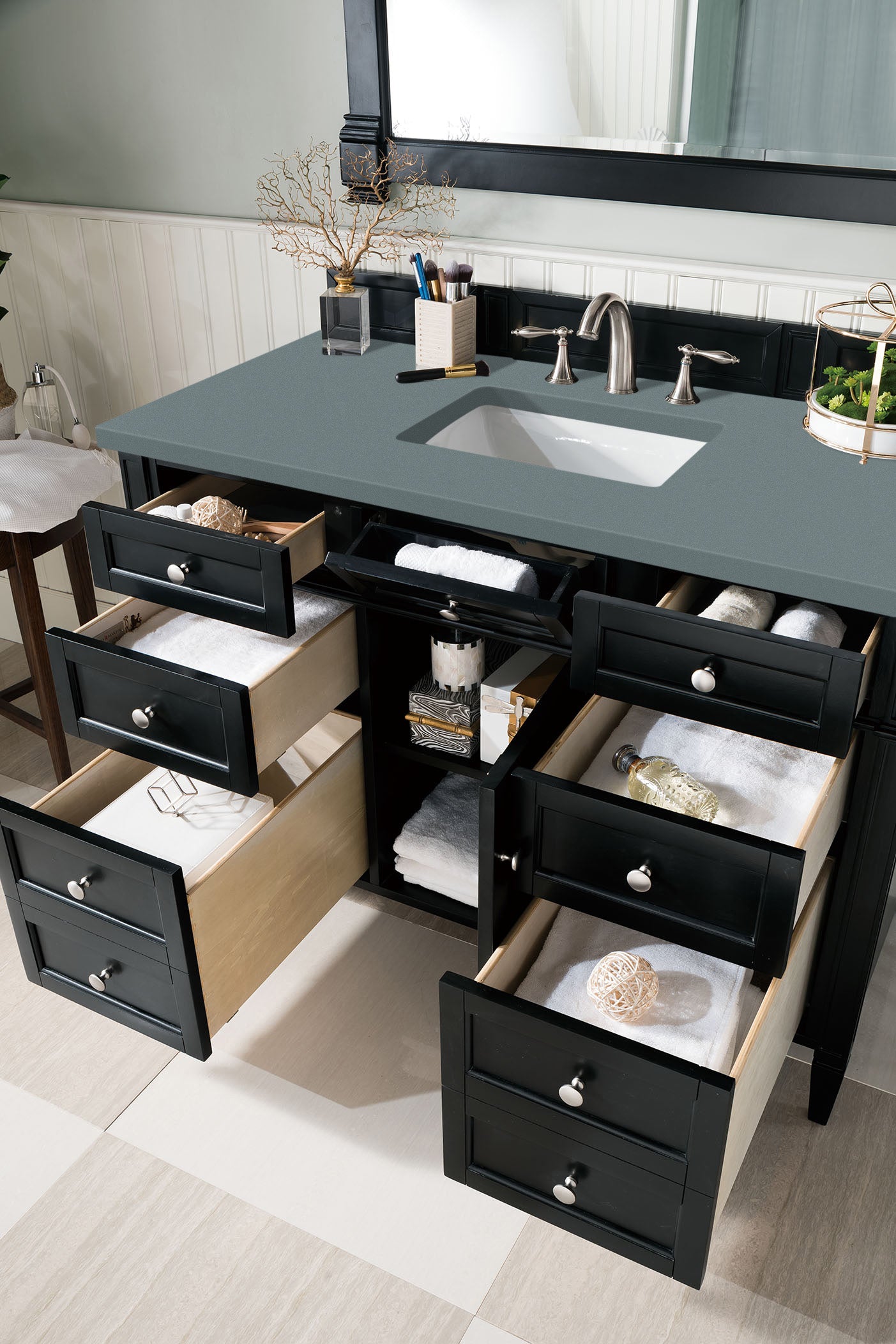 James Martin Brittany 48" Single Vanity in Black Onyx with 3cm Countertop