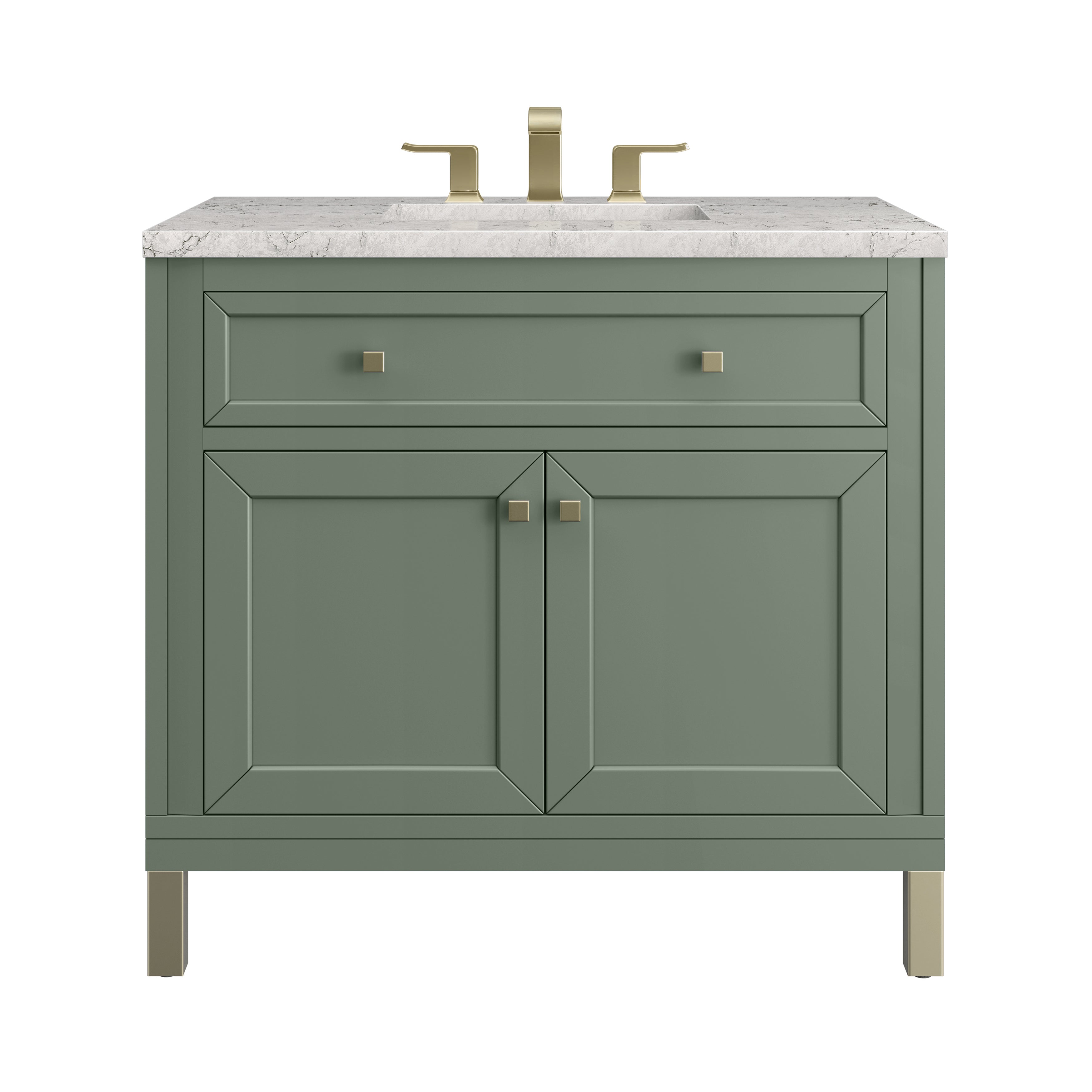 James Martin Chicago 36" Single Vanity in Smokey Celadon with 3cm Countertop
