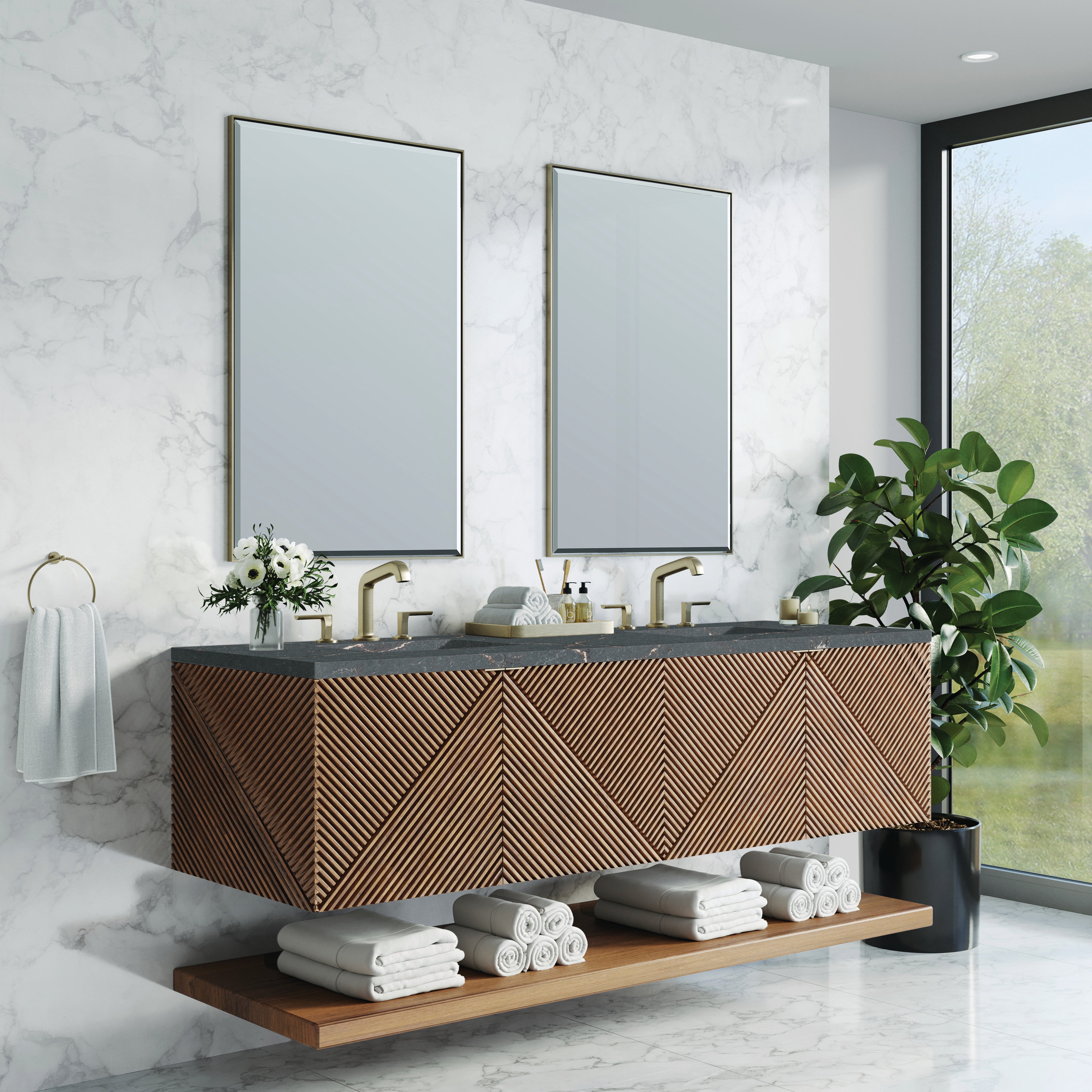 James Martin Marcello 72" Double Vanity in Chestnut with 3cm Countertop