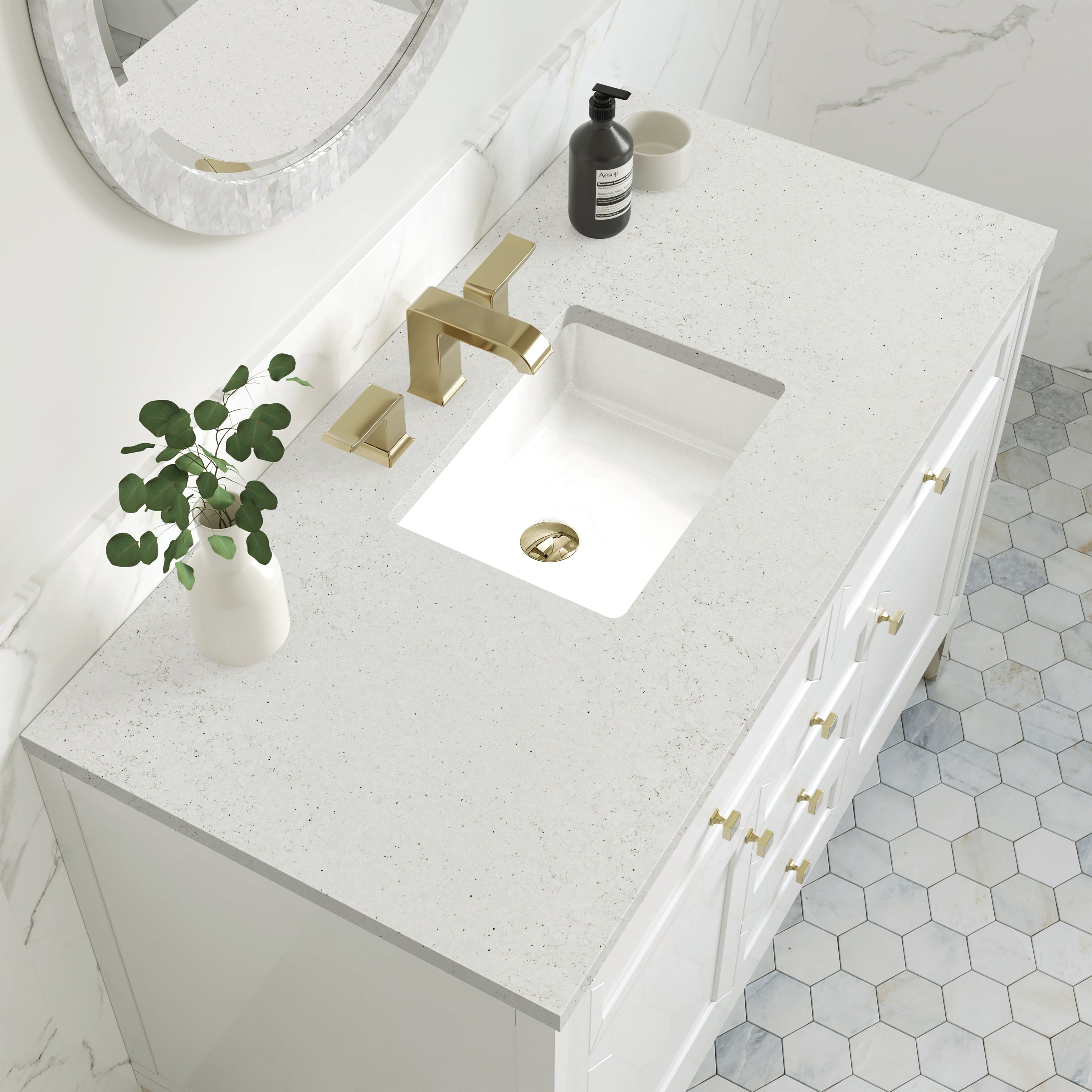 James Martin Chicago 48" Single Vanity in Glossy White with 3cm Countertop