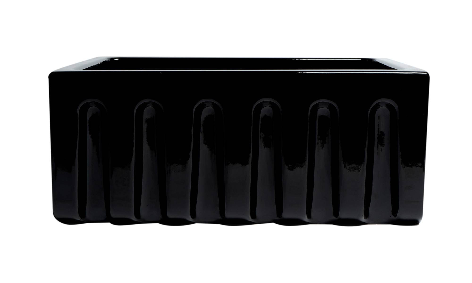 ALFI brand AB2418HS 24" Reversible Smooth / Fluted Single Bowl Fireclay Farm Sink – Biscuit, Black Gloss, Black Matte, White