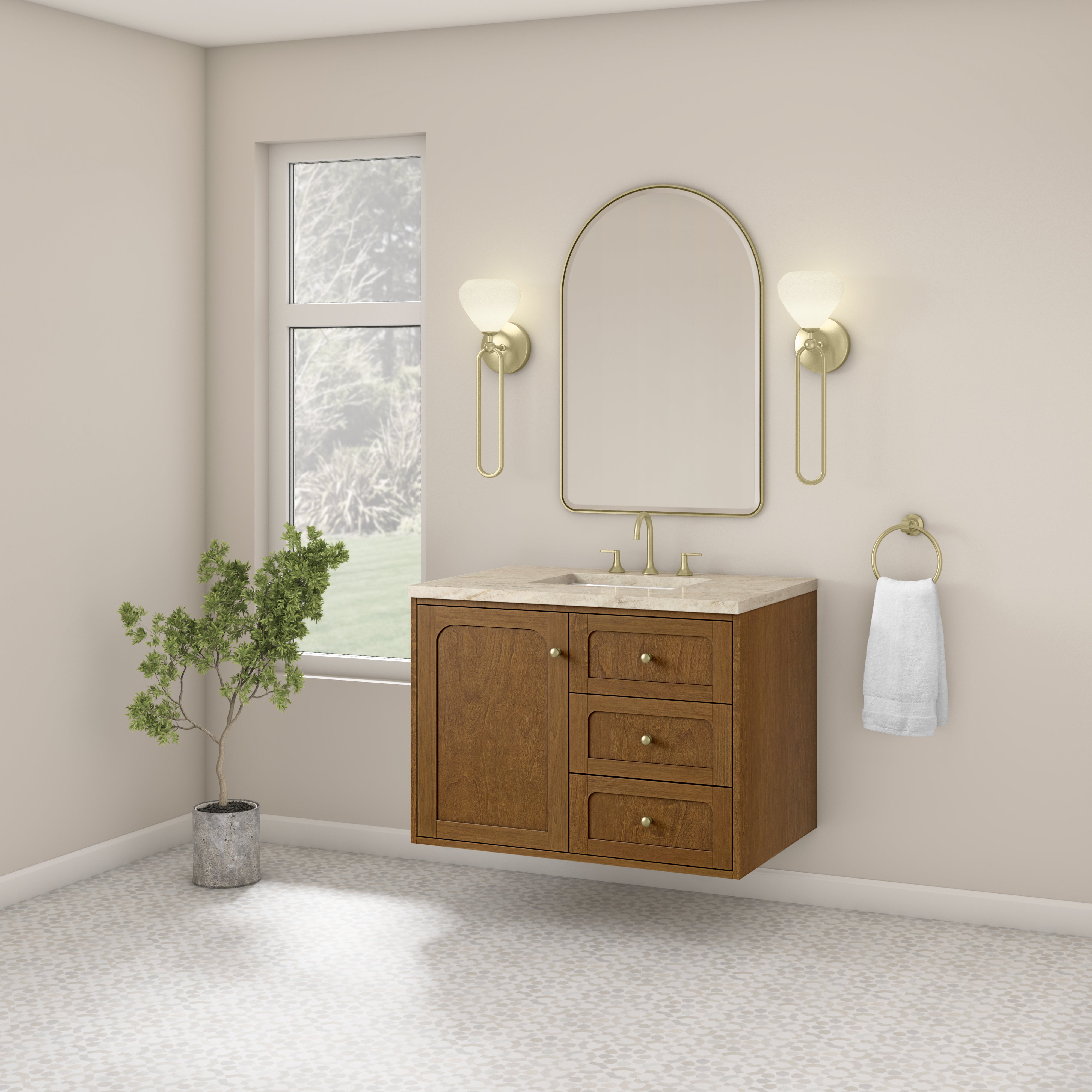 James Martin Laurent 36" Single Vanity in Honey Oak with 3cm Countertop